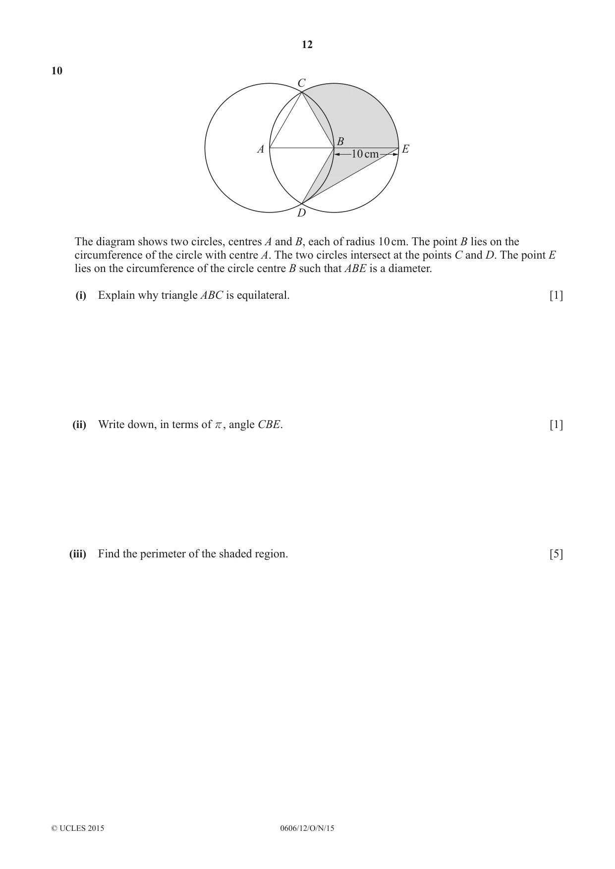 Cambridge IGCSE Mathematics - Additional 0606 2015 Oct/Nov Paper 1 · Variant 2 question paper, page 12 of 16