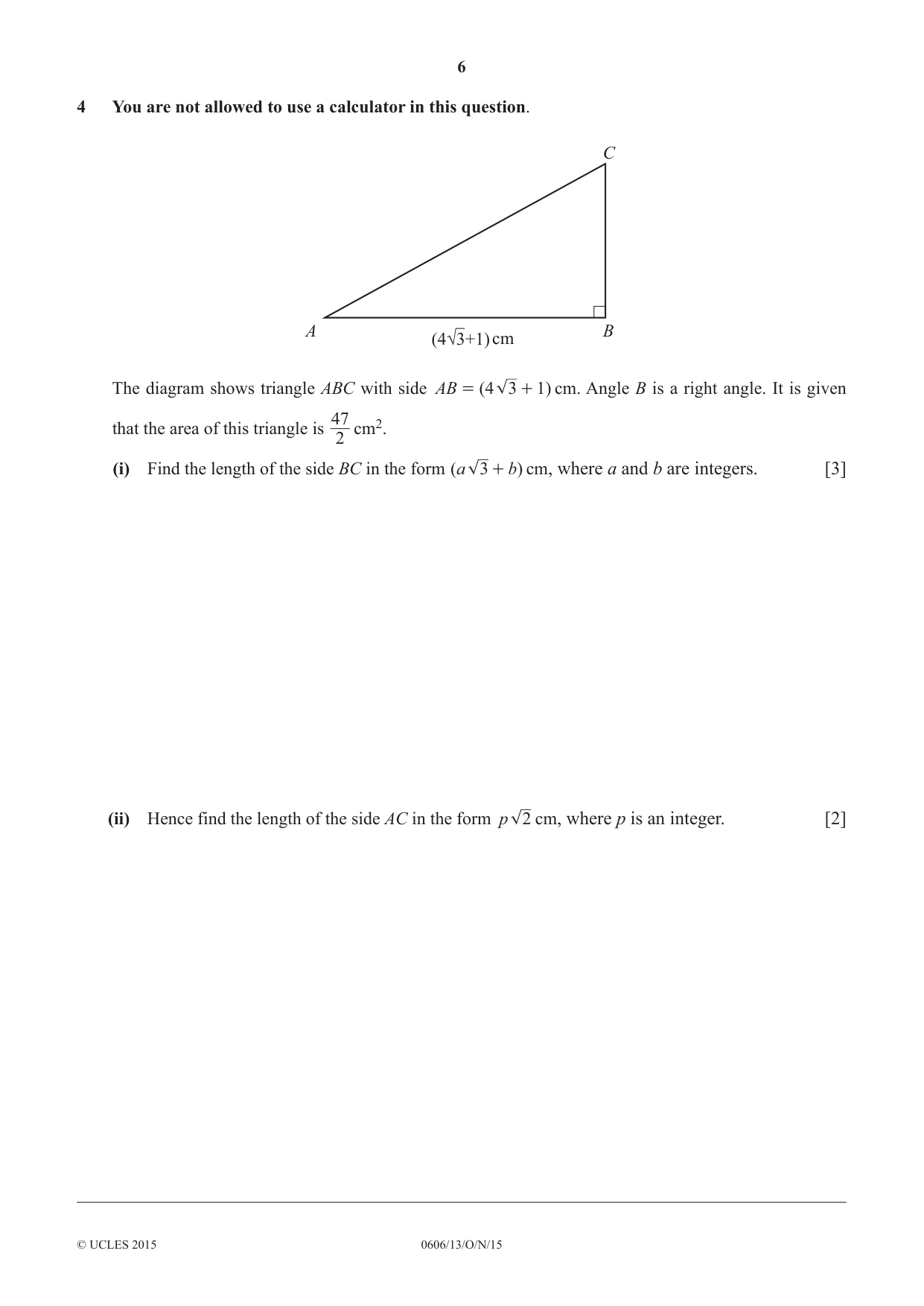 Cambridge IGCSE Mathematics - Additional 0606 2015 Oct/Nov Paper 1 · Variant 3 question paper, page 6 of 16