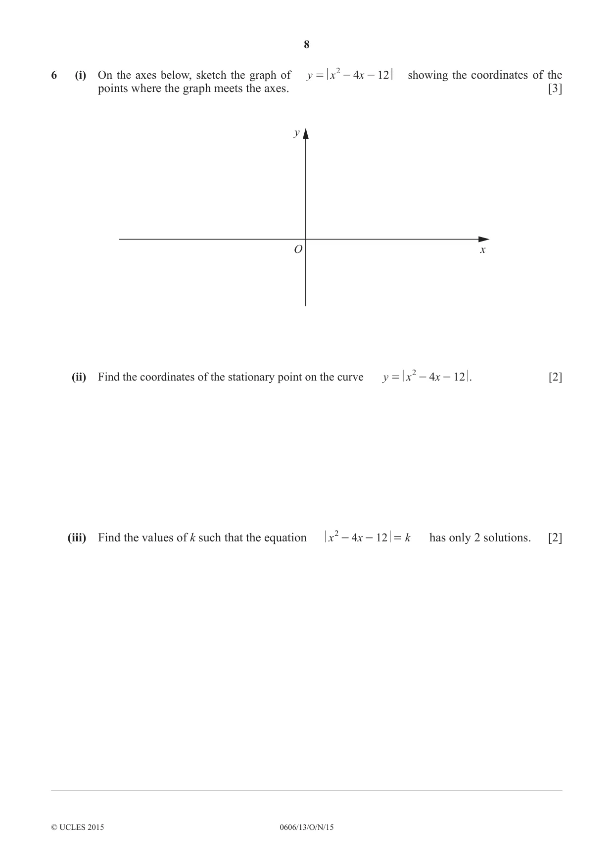 Cambridge IGCSE Mathematics - Additional 0606 2015 Oct/Nov Paper 1 · Variant 3 question paper, page 8 of 16