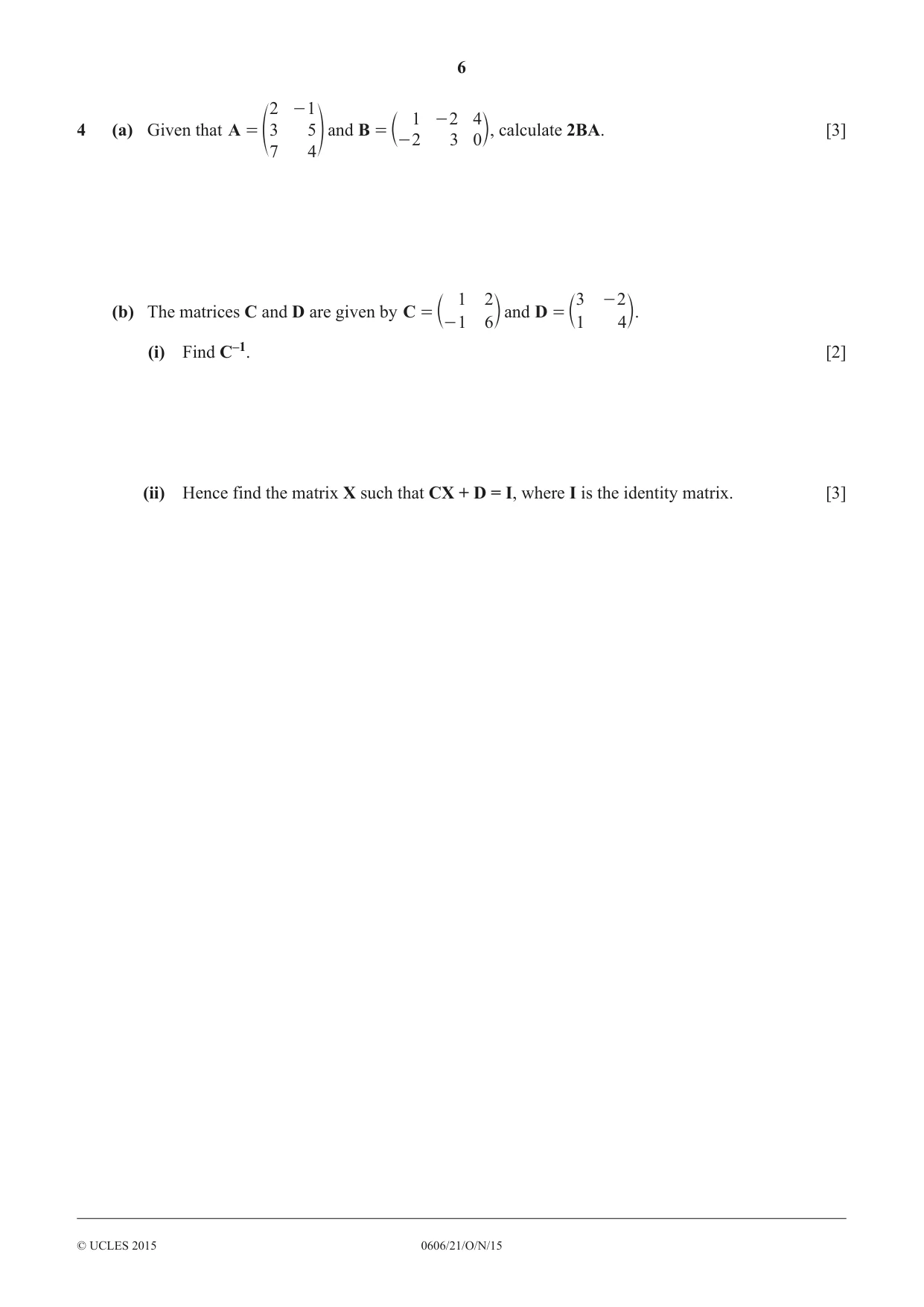 Cambridge IGCSE Mathematics - Additional 0606 2015 Oct/Nov Paper 2 · Variant 1 question paper, page 6 of 16
