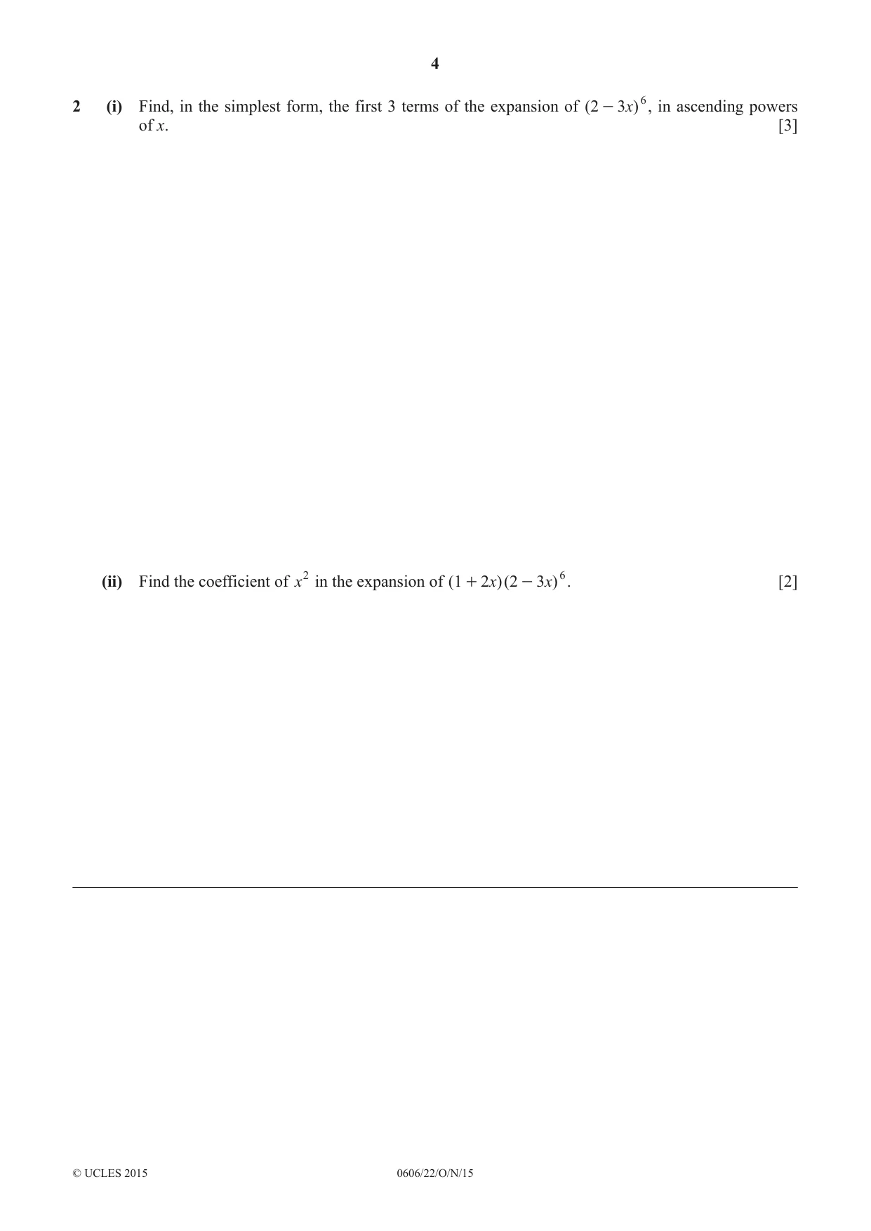 Cambridge IGCSE Mathematics - Additional 0606 2015 Oct/Nov Paper 2 · Variant 2 question paper, page 4 of 16