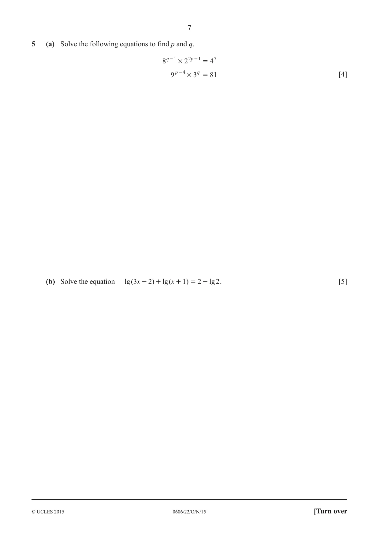 Cambridge IGCSE Mathematics - Additional 0606 2015 Oct/Nov Paper 2 · Variant 2 question paper, page 7 of 16