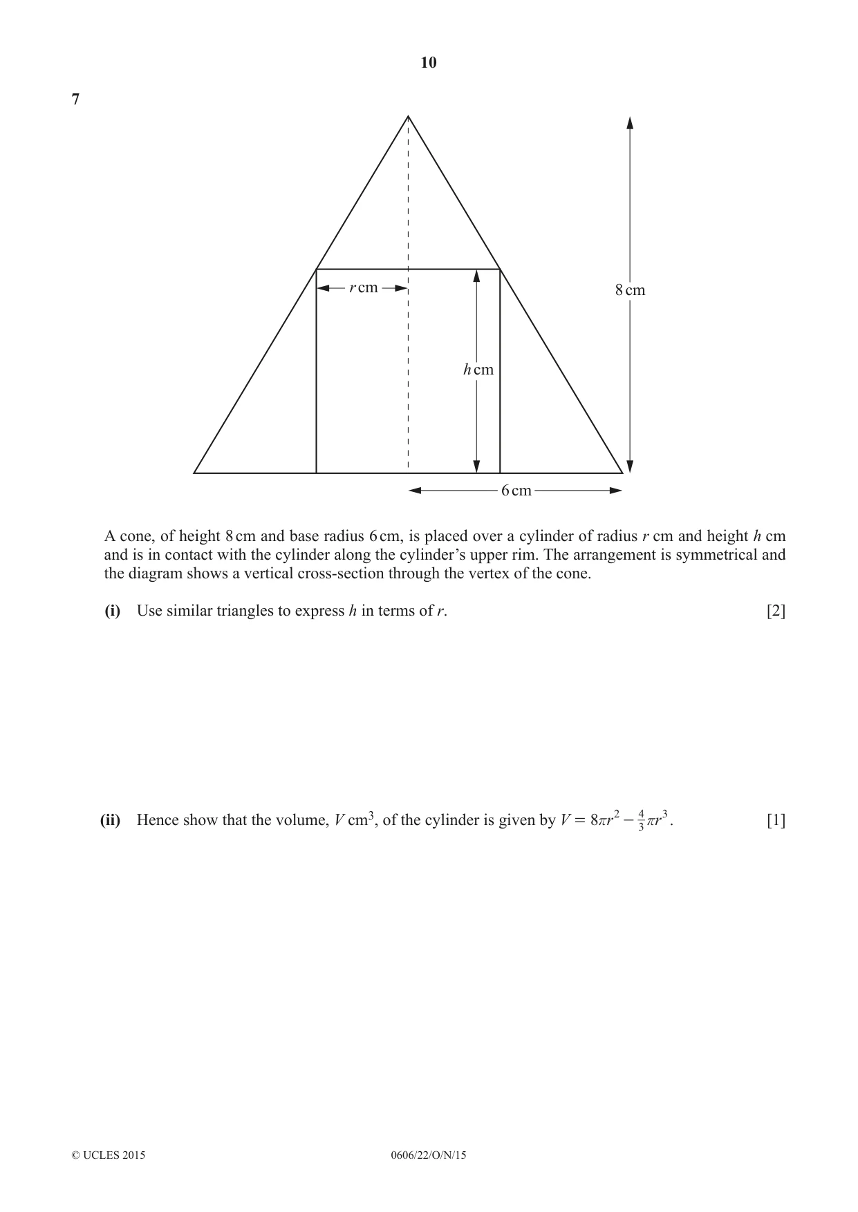 Cambridge IGCSE Mathematics - Additional 0606 2015 Oct/Nov Paper 2 · Variant 2 question paper, page 10 of 16