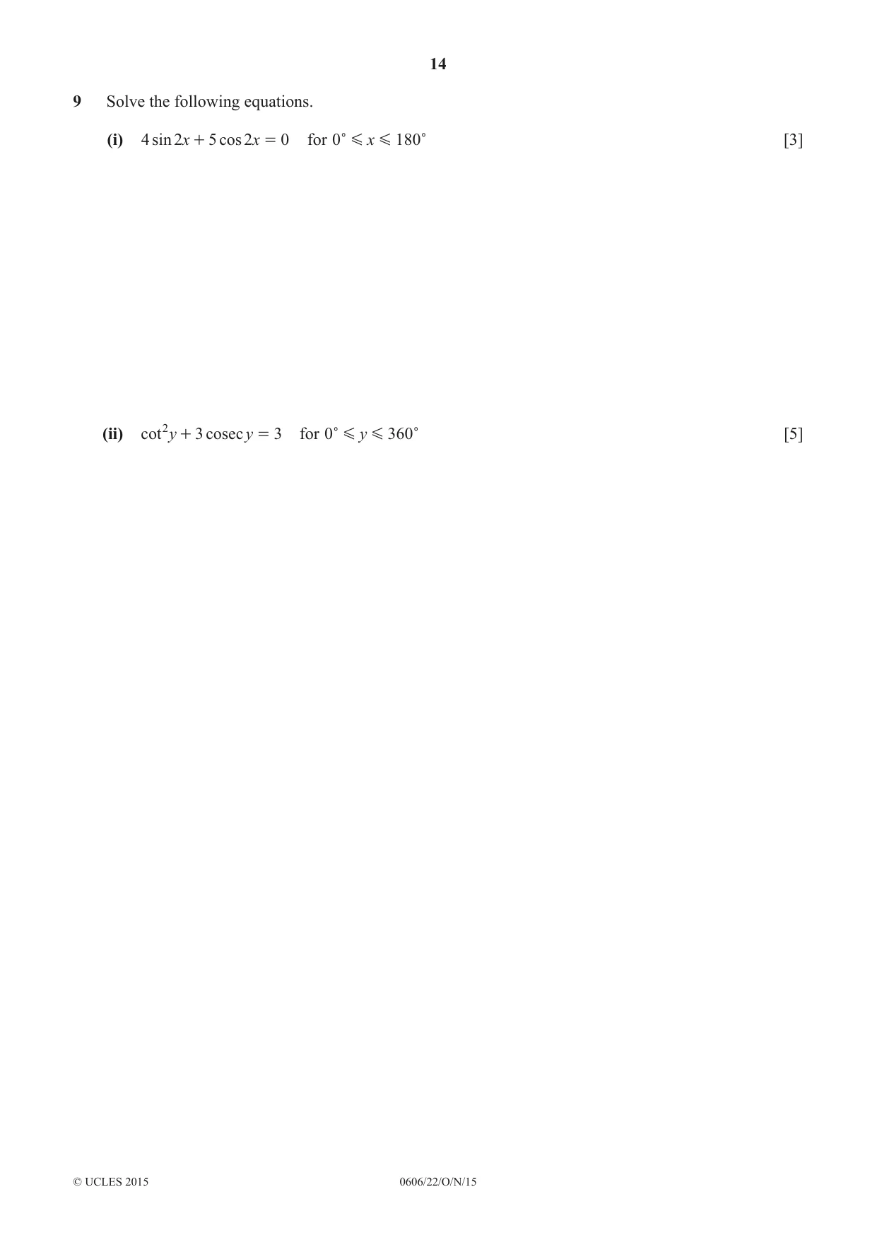 Cambridge IGCSE Mathematics - Additional 0606 2015 Oct/Nov Paper 2 · Variant 2 question paper, page 14 of 16