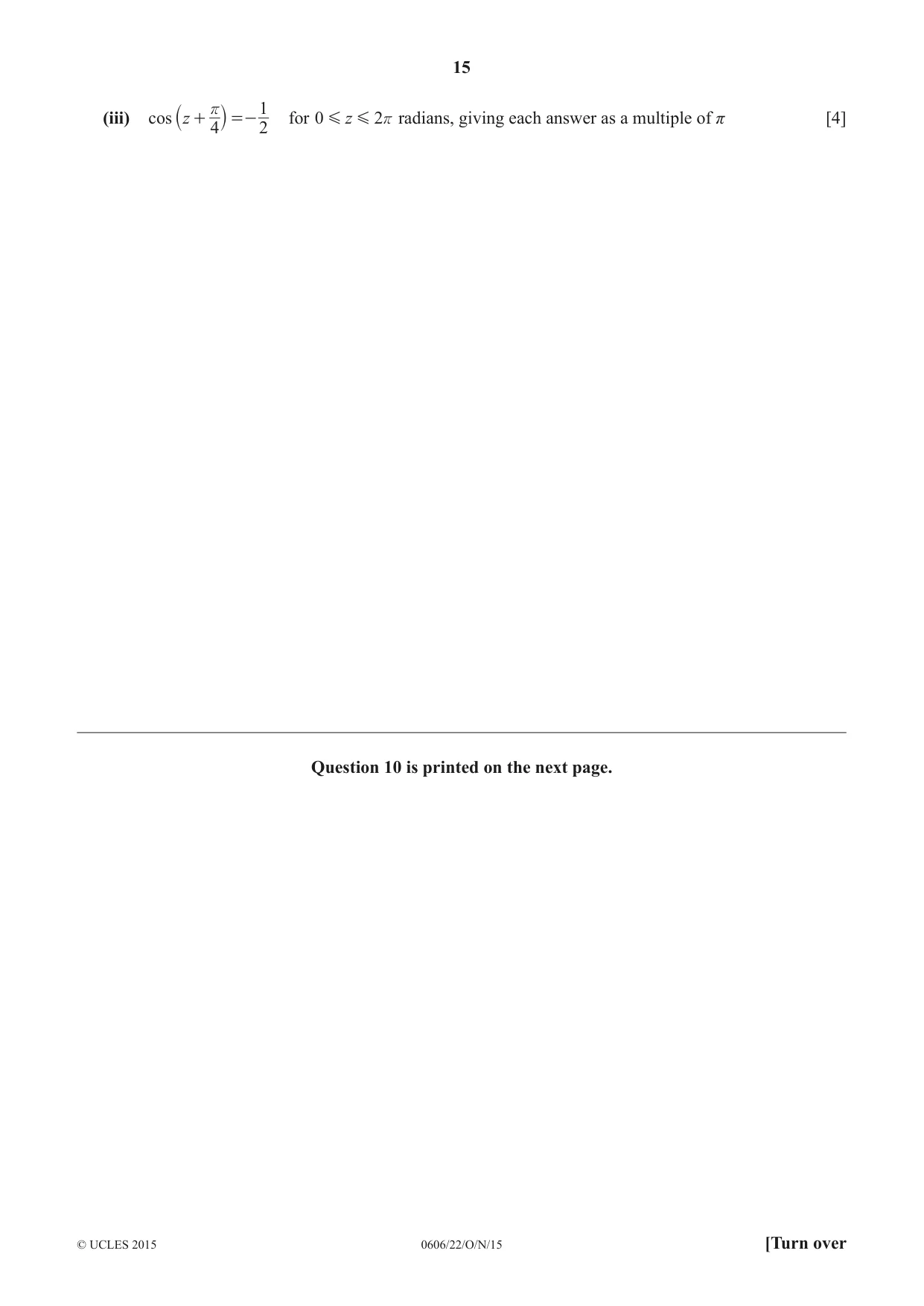 Cambridge IGCSE Mathematics - Additional 0606 2015 Oct/Nov Paper 2 · Variant 2 question paper, page 15 of 16