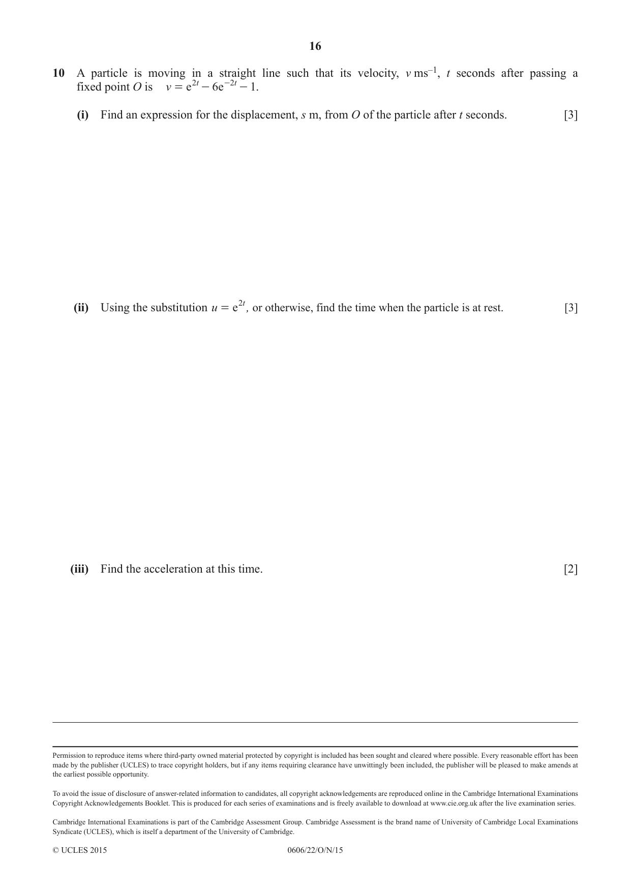 Cambridge IGCSE Mathematics - Additional 0606 2015 Oct/Nov Paper 2 · Variant 2 question paper, page 16 of 16