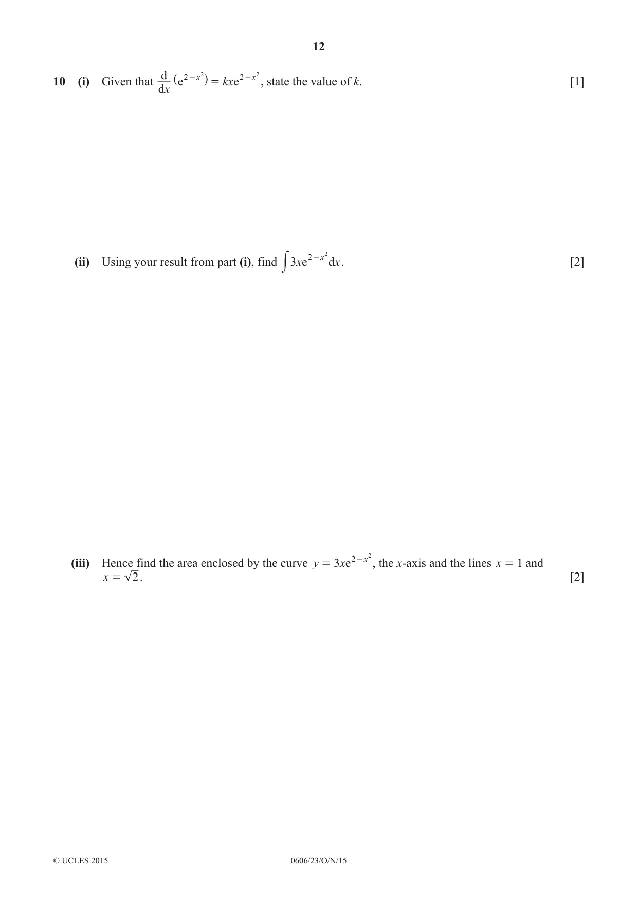 Cambridge IGCSE Mathematics - Additional 0606 2015 Oct/Nov Paper 2 · Variant 3 question paper, page 12 of 16
