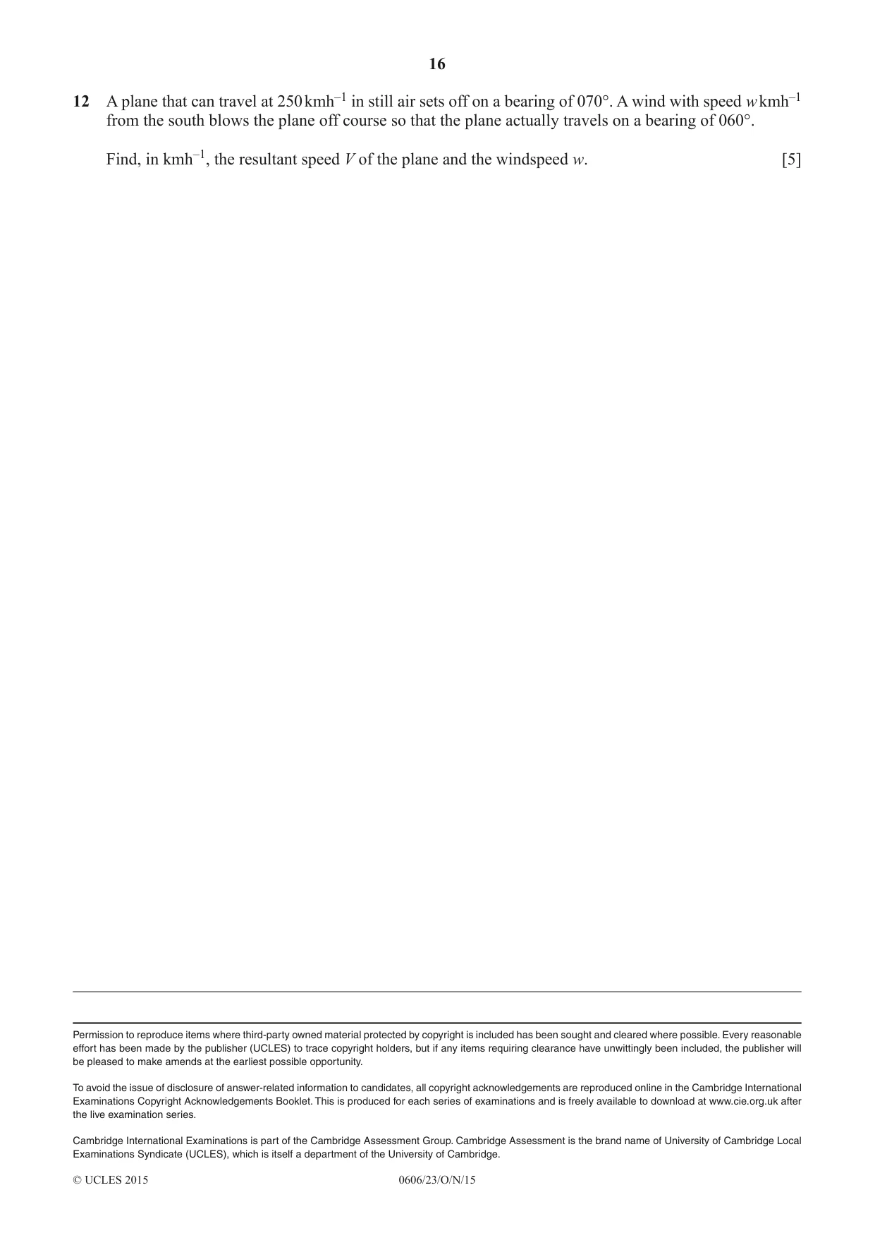 Cambridge IGCSE Mathematics - Additional 0606 2015 Oct/Nov Paper 2 · Variant 3 question paper, page 16 of 16