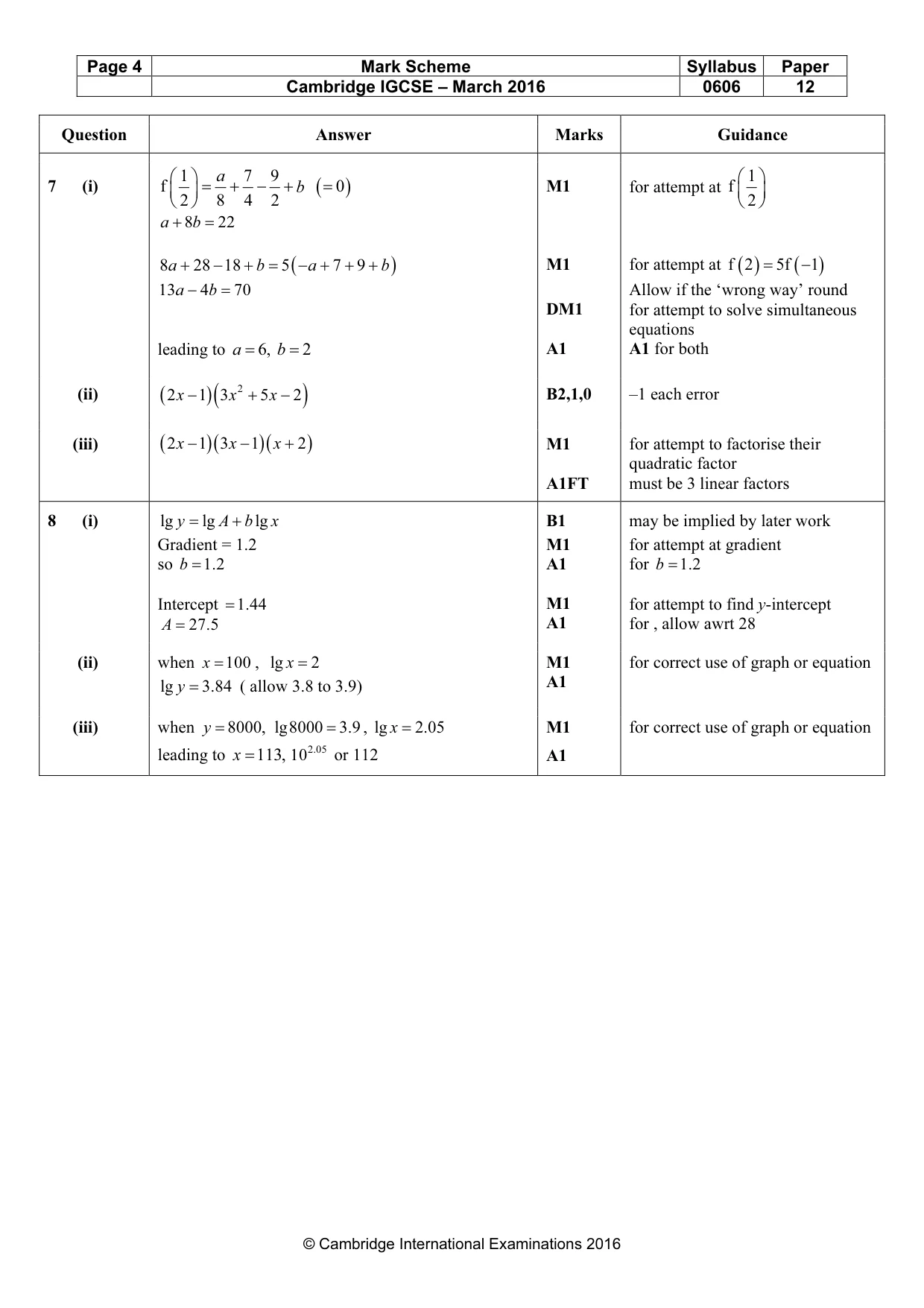 Mark scheme, page 4 of 6