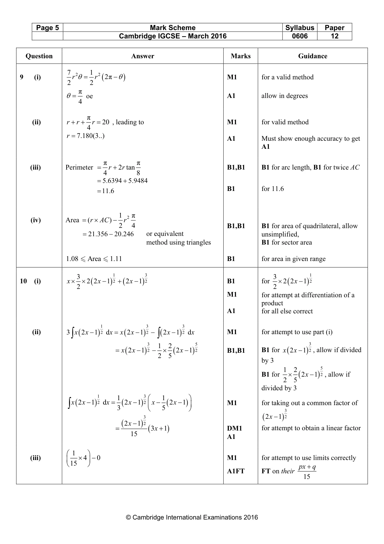 Mark scheme, page 5 of 6