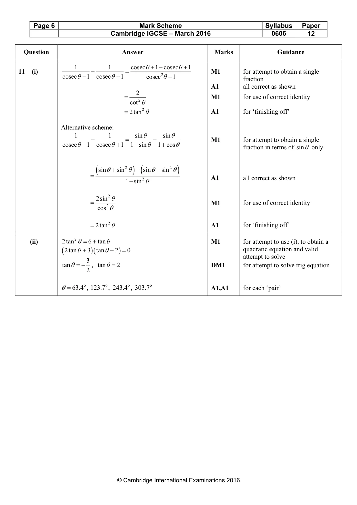 Mark scheme, page 6 of 6