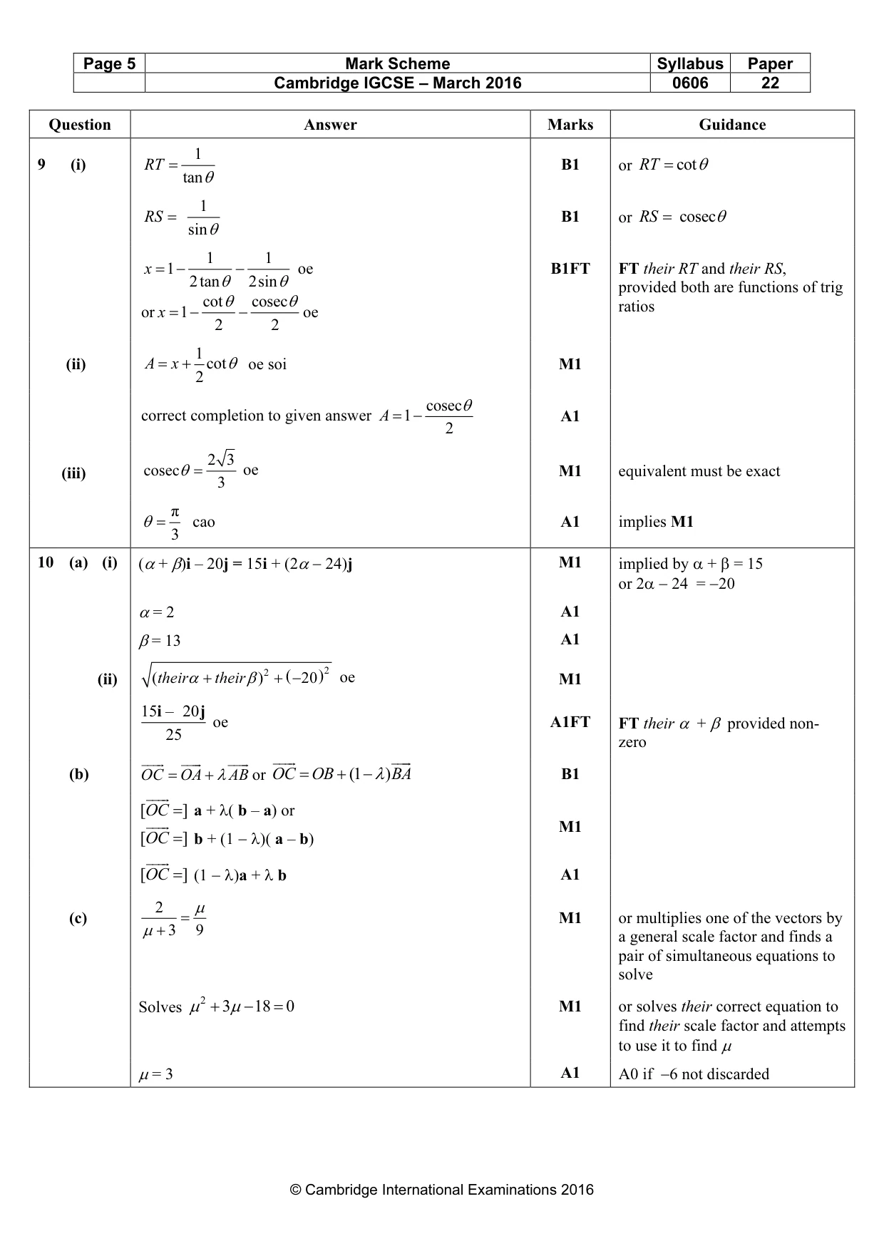 Mark scheme, page 5 of 7