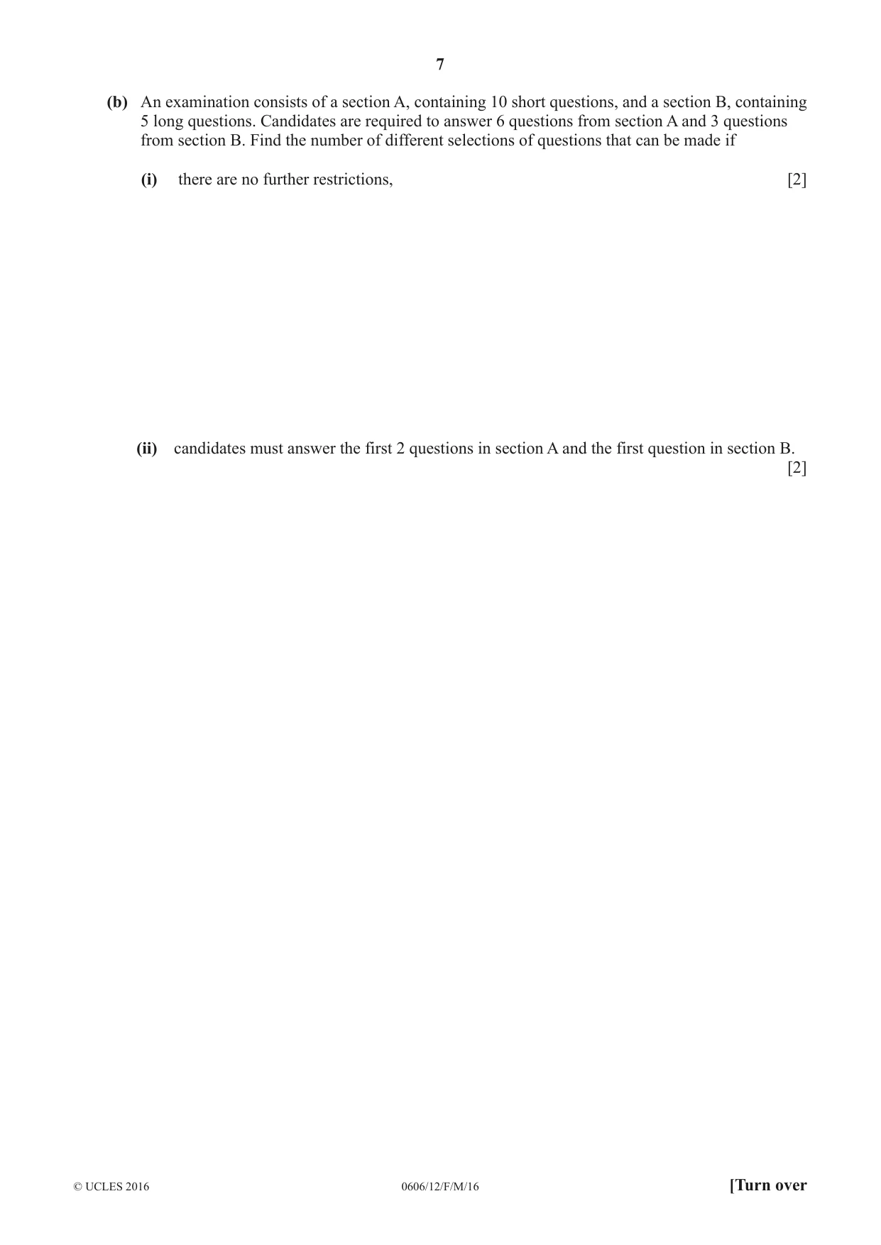 Cambridge IGCSE Mathematics - Additional 0606 2016 Feb/March Paper 1 · Variant 2 question paper, page 7 of 16