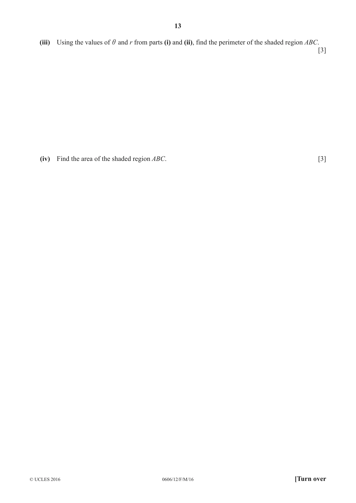 Cambridge IGCSE Mathematics - Additional 0606 2016 Feb/March Paper 1 · Variant 2 question paper, page 13 of 16