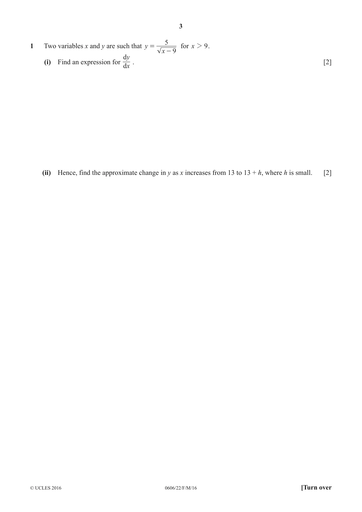 Cambridge IGCSE Mathematics - Additional 0606 2016 Feb/March Paper 2 · Variant 2 question paper, page 3 of 16