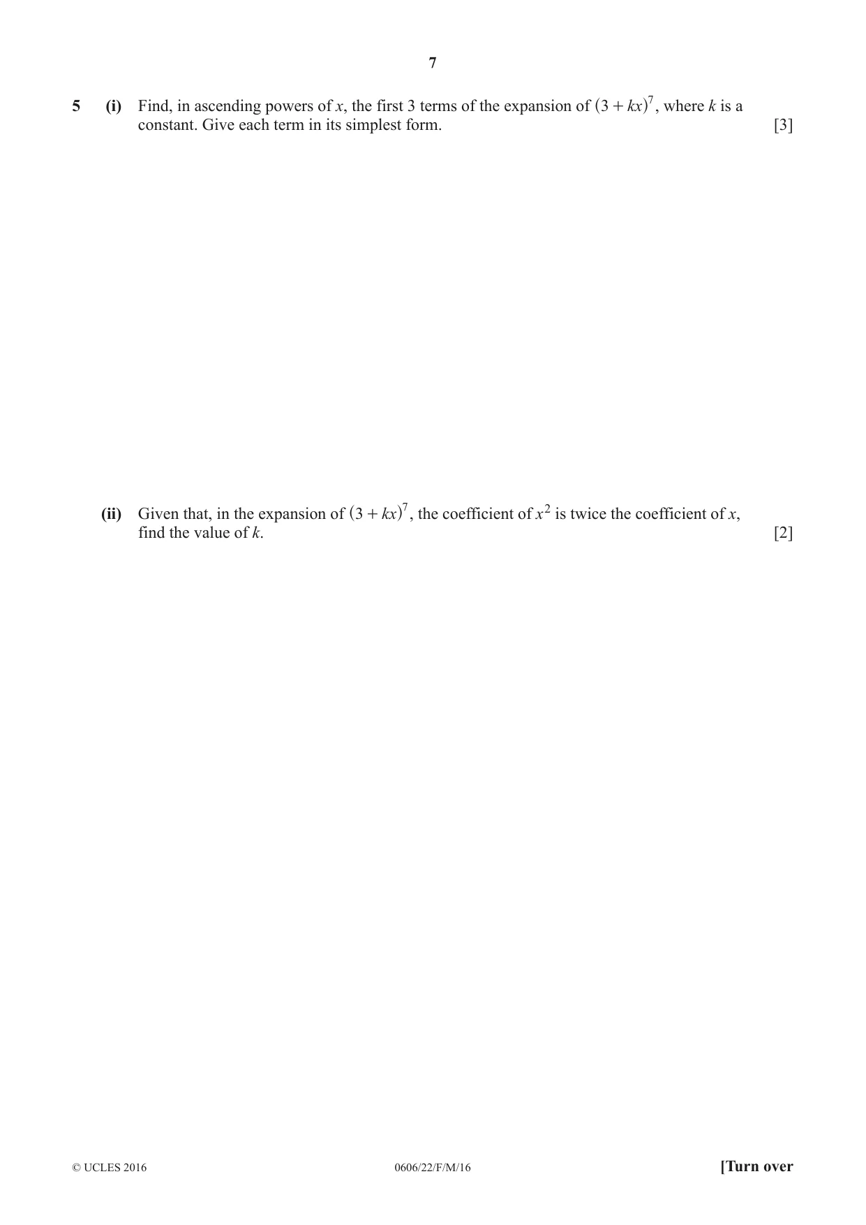 Cambridge IGCSE Mathematics - Additional 0606 2016 Feb/March Paper 2 · Variant 2 question paper, page 7 of 16