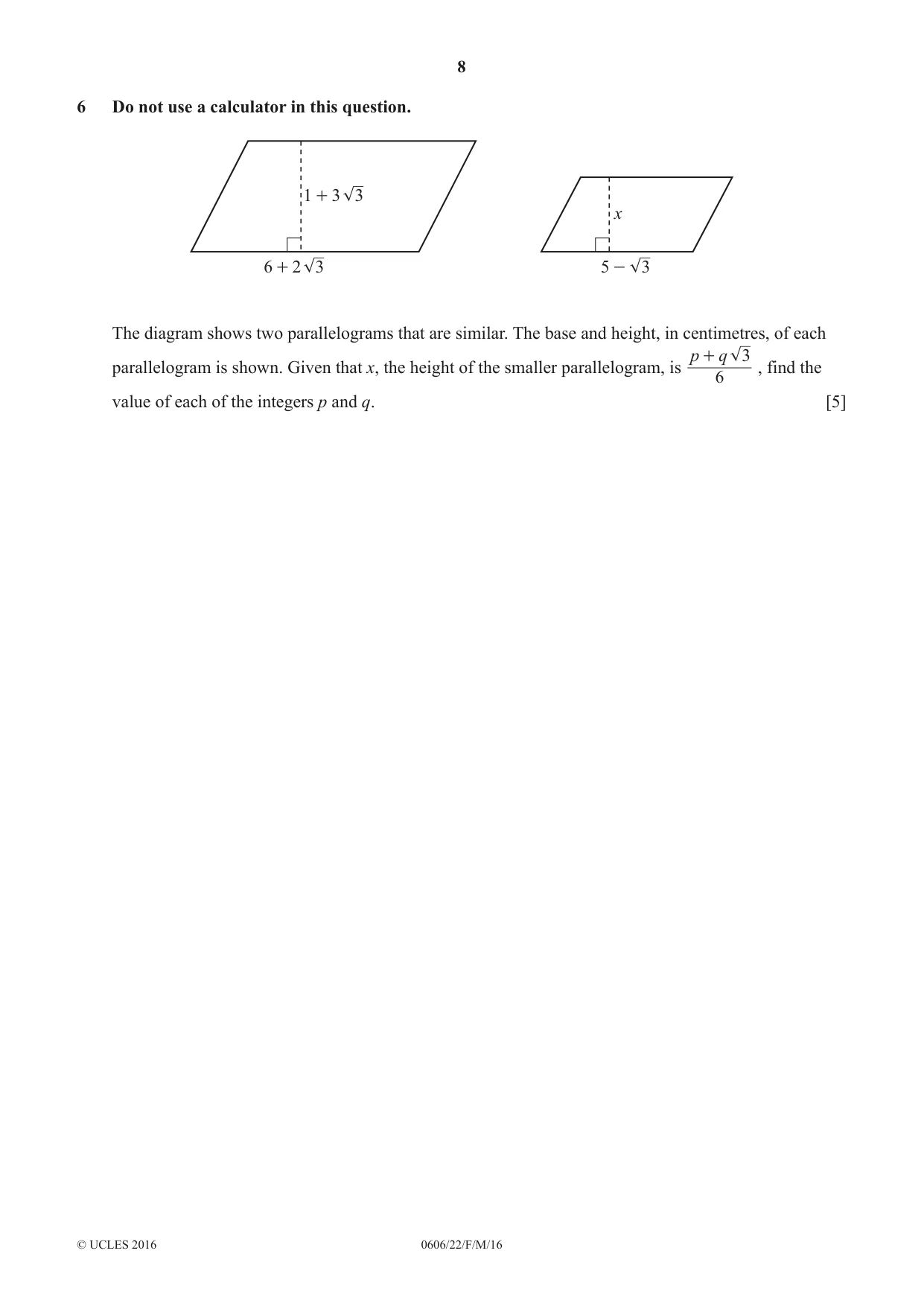 Cambridge IGCSE Mathematics - Additional 0606 2016 Feb/March Paper 2 · Variant 2 question paper, page 8 of 16