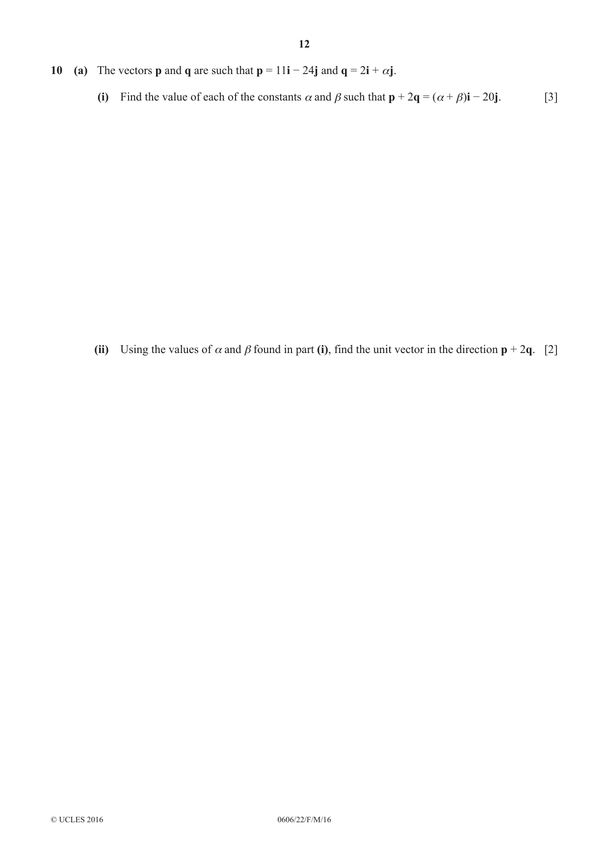Cambridge IGCSE Mathematics - Additional 0606 2016 Feb/March Paper 2 · Variant 2 question paper, page 12 of 16