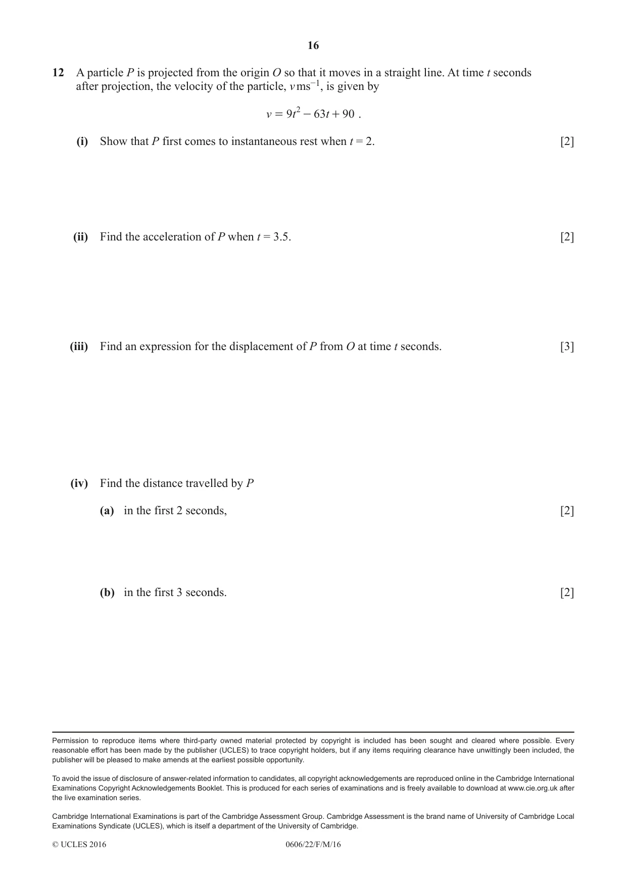 Cambridge IGCSE Mathematics - Additional 0606 2016 Feb/March Paper 2 · Variant 2 question paper, page 16 of 16