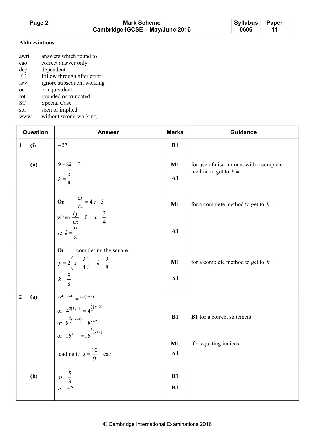 Mark scheme, page 2 of 7
