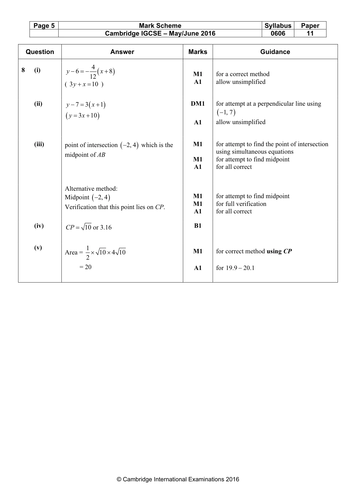 Mark scheme, page 5 of 7