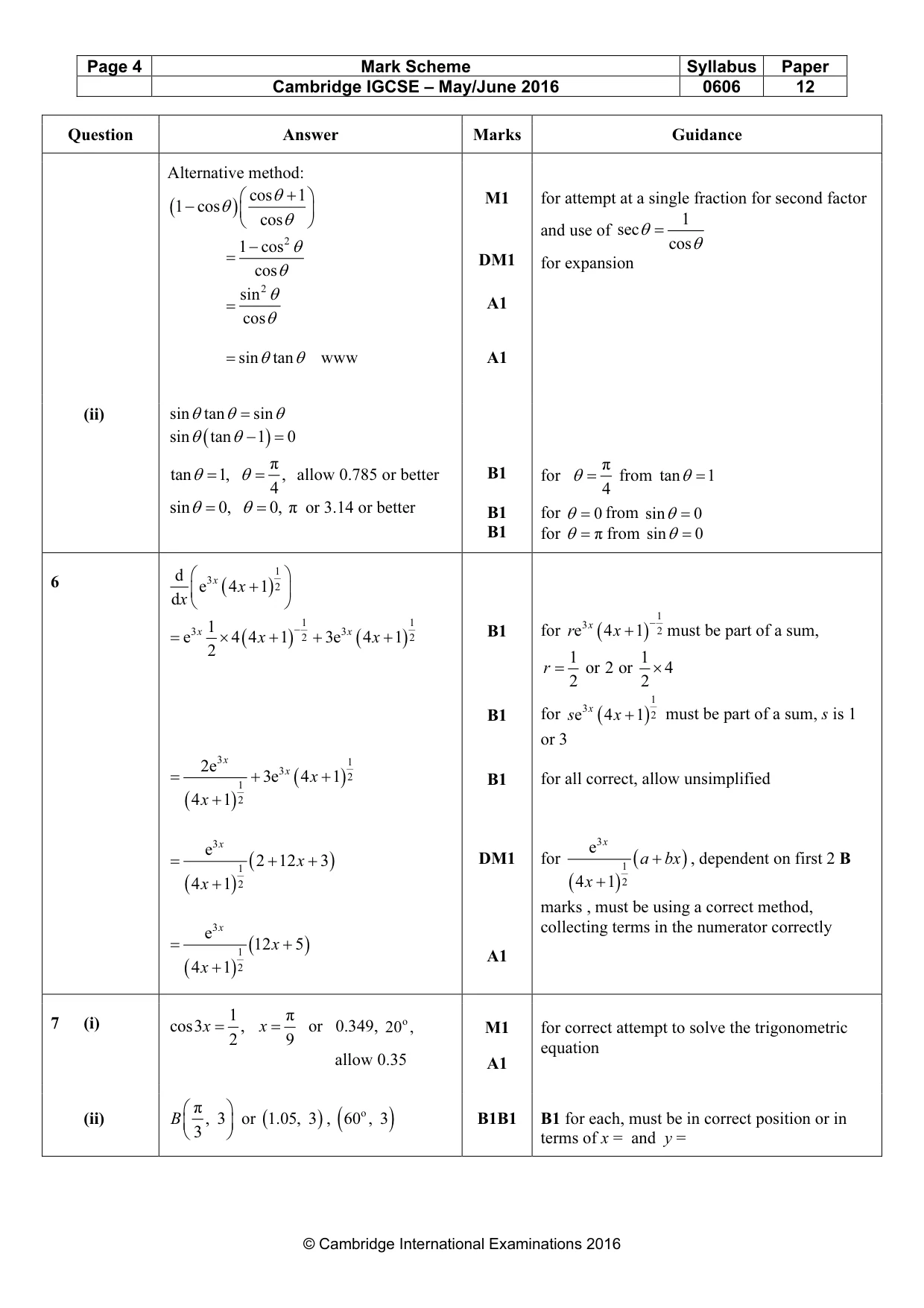 Mark scheme, page 4 of 7