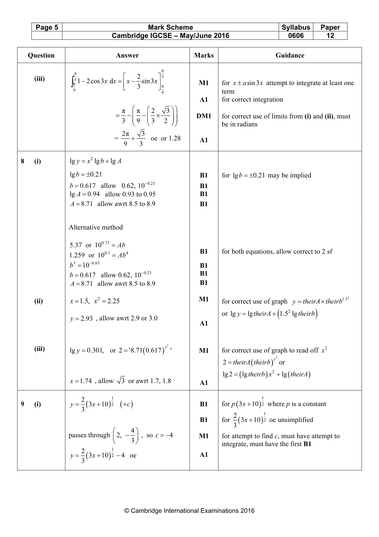 Mark scheme, page 5 of 7