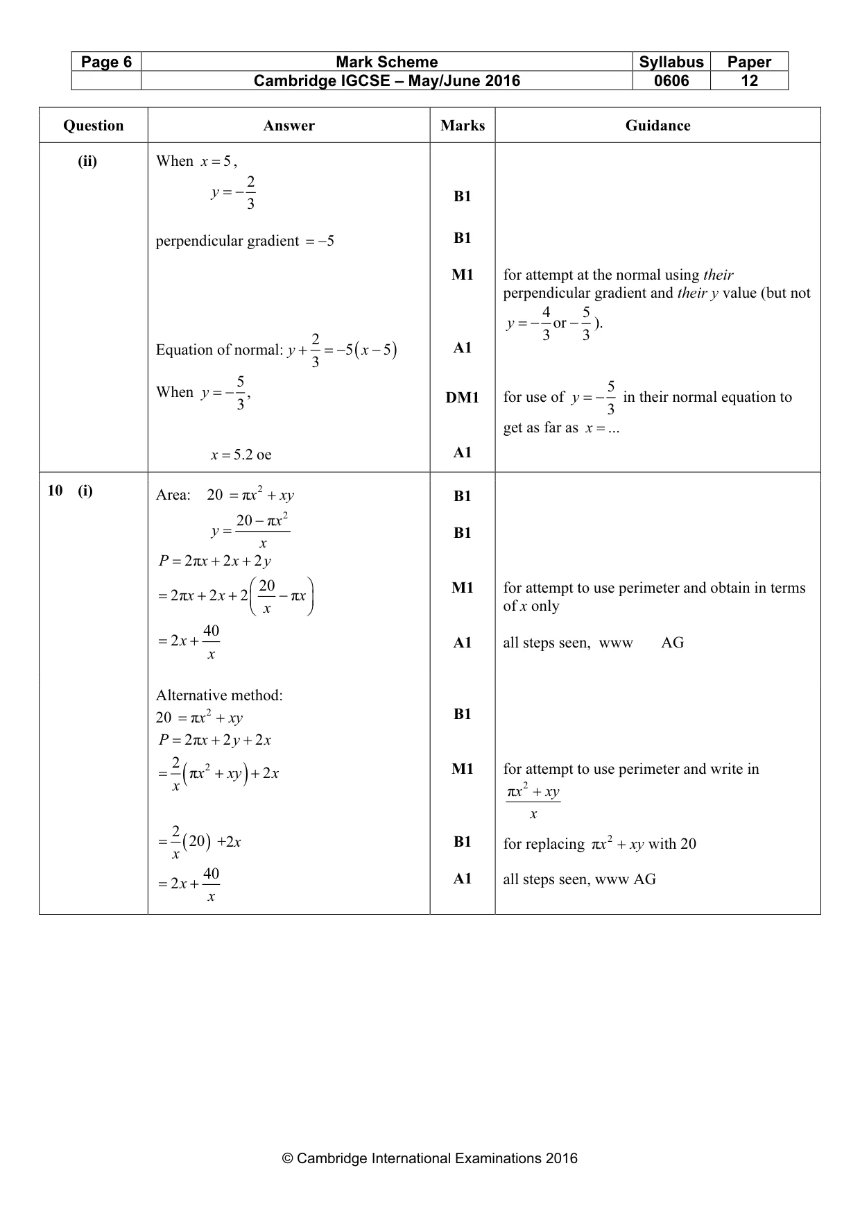 Mark scheme, page 6 of 7