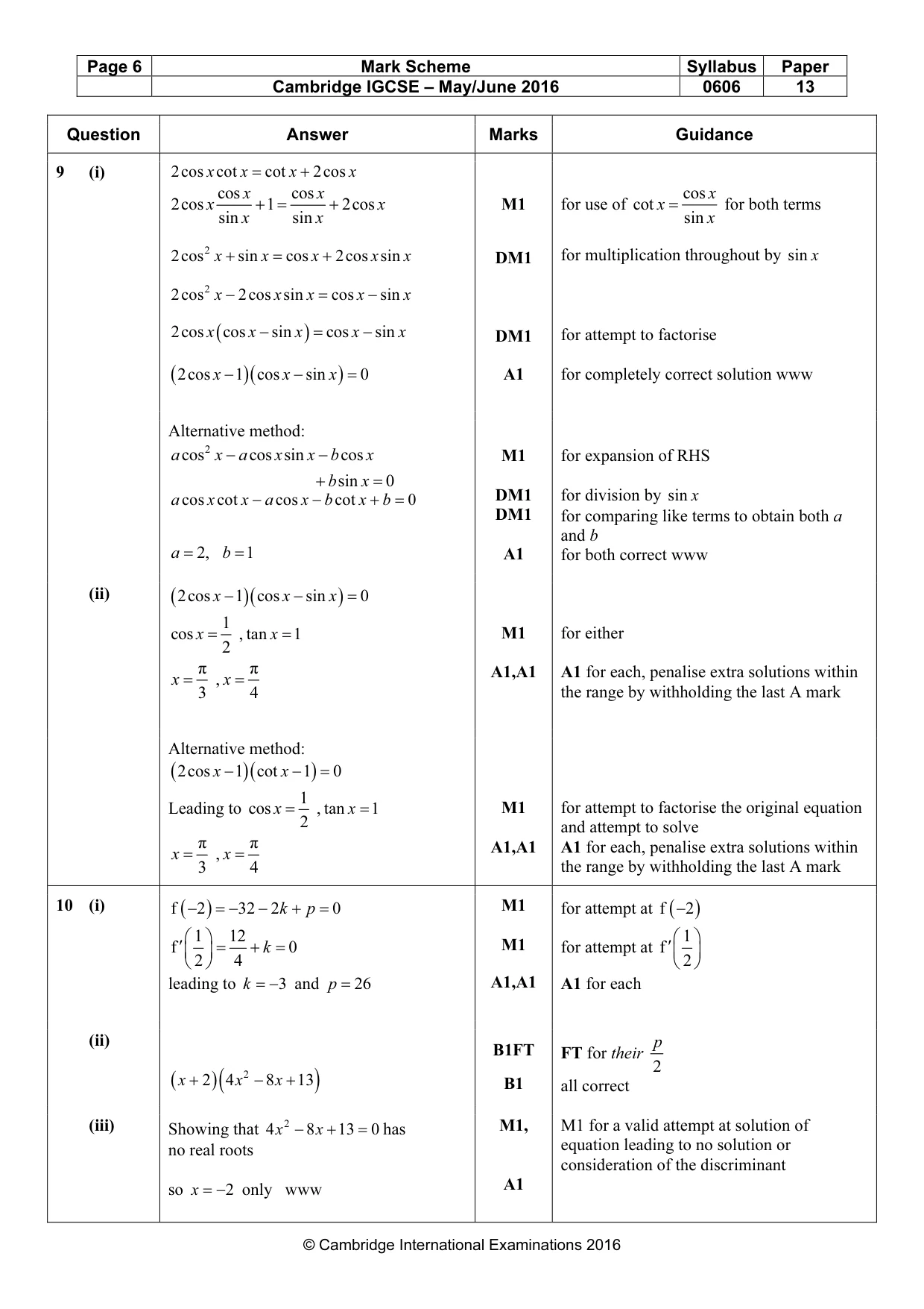 Mark scheme, page 6 of 7