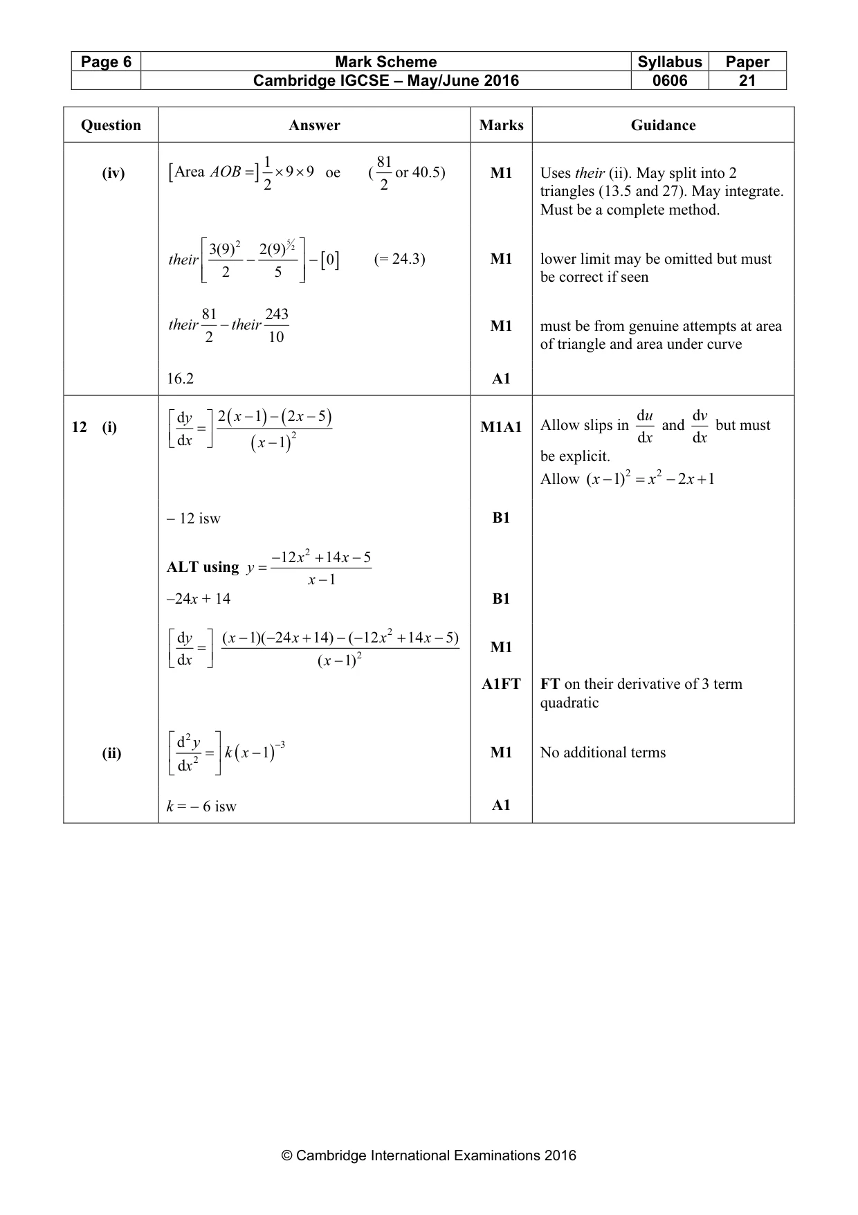 Mark scheme, page 6 of 7