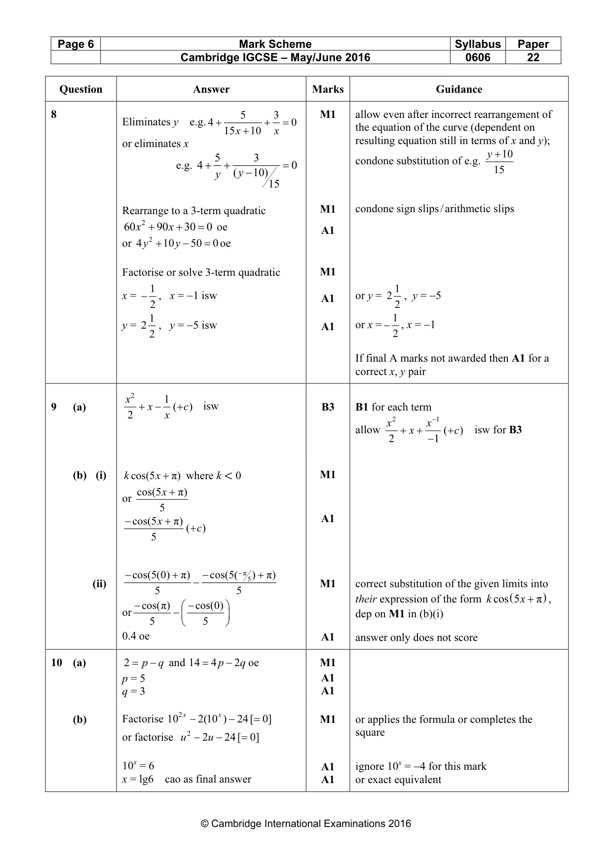 Mark scheme, page 6 of 8