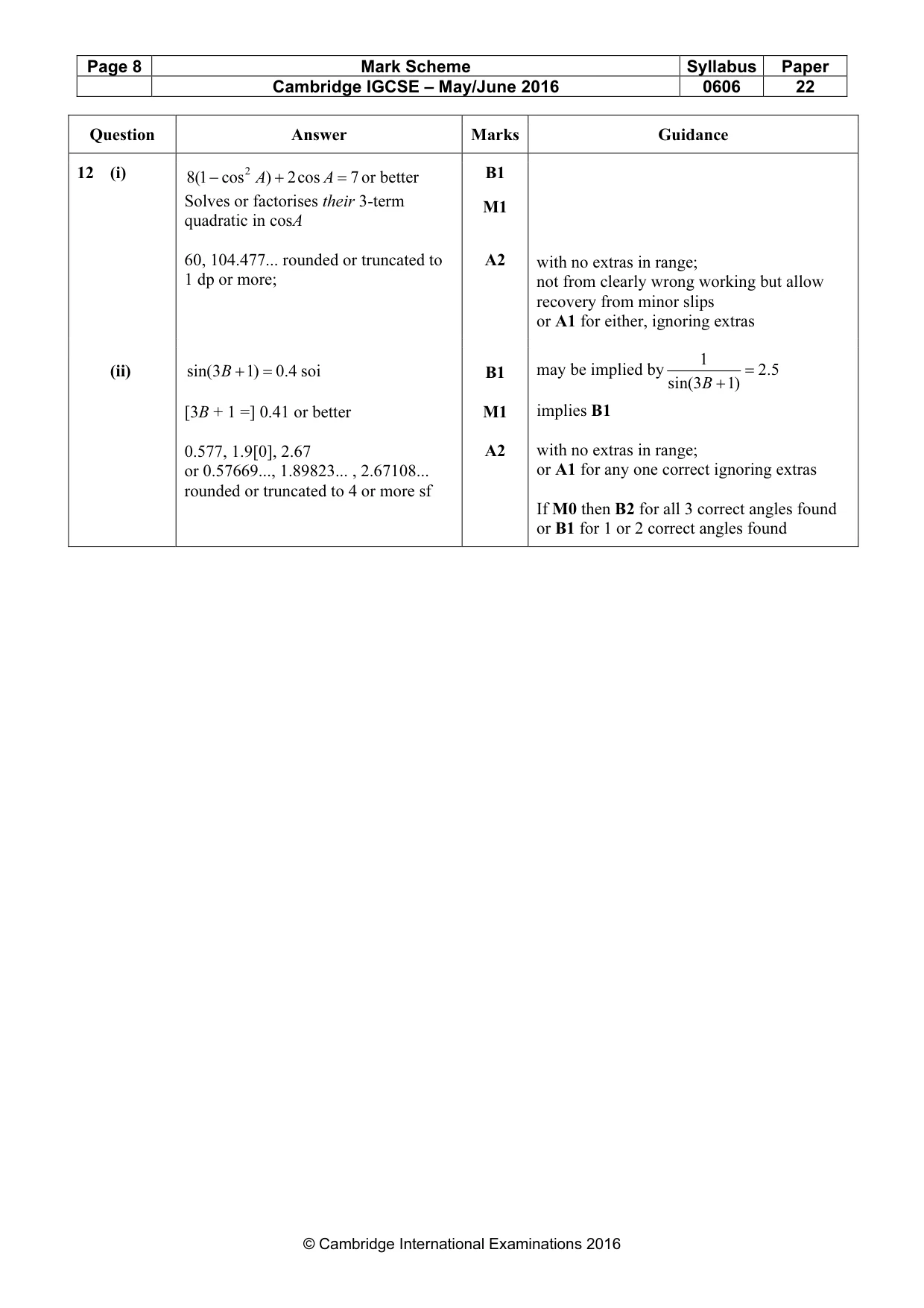 Mark scheme, page 8 of 8