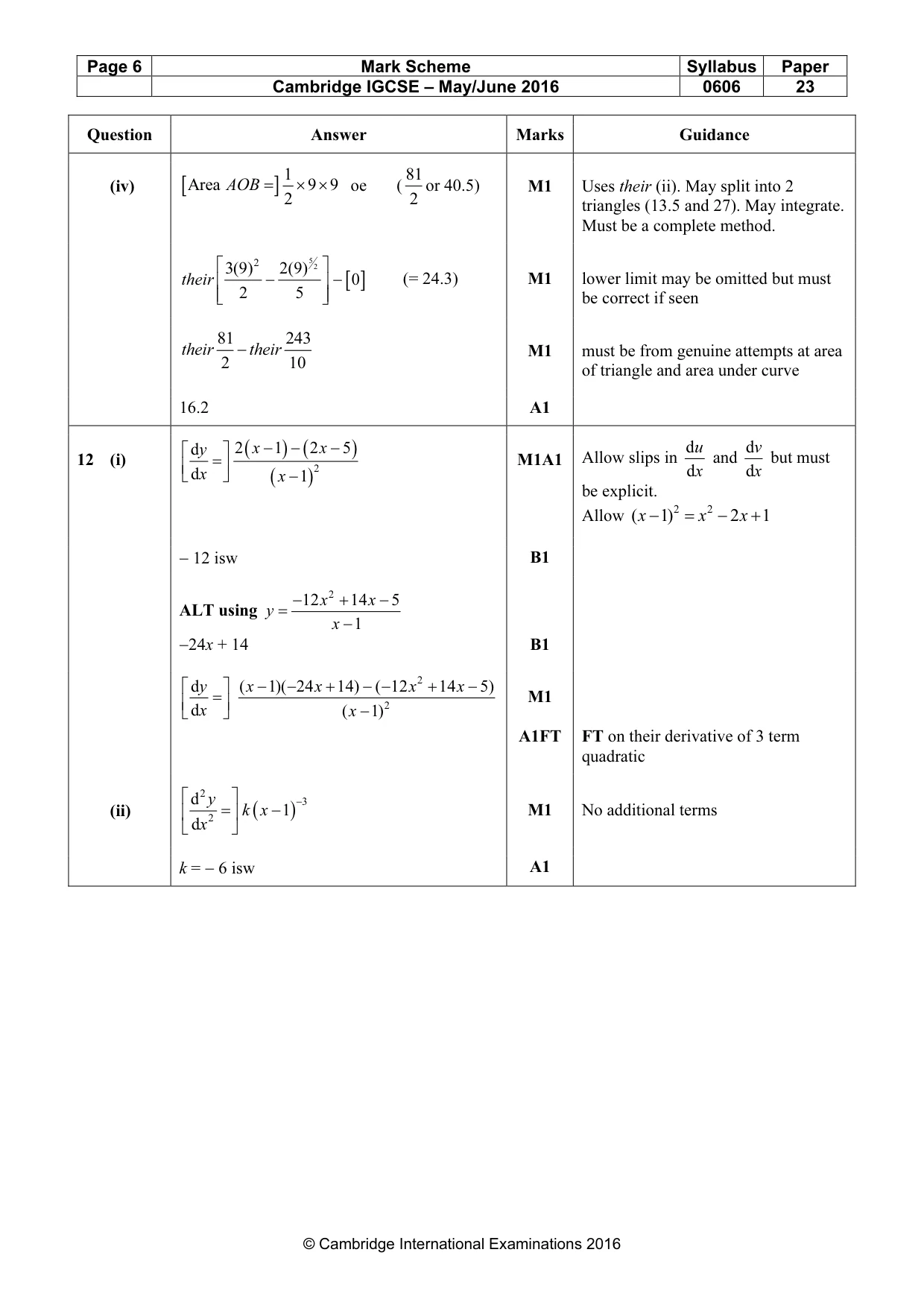 Mark scheme, page 6 of 7