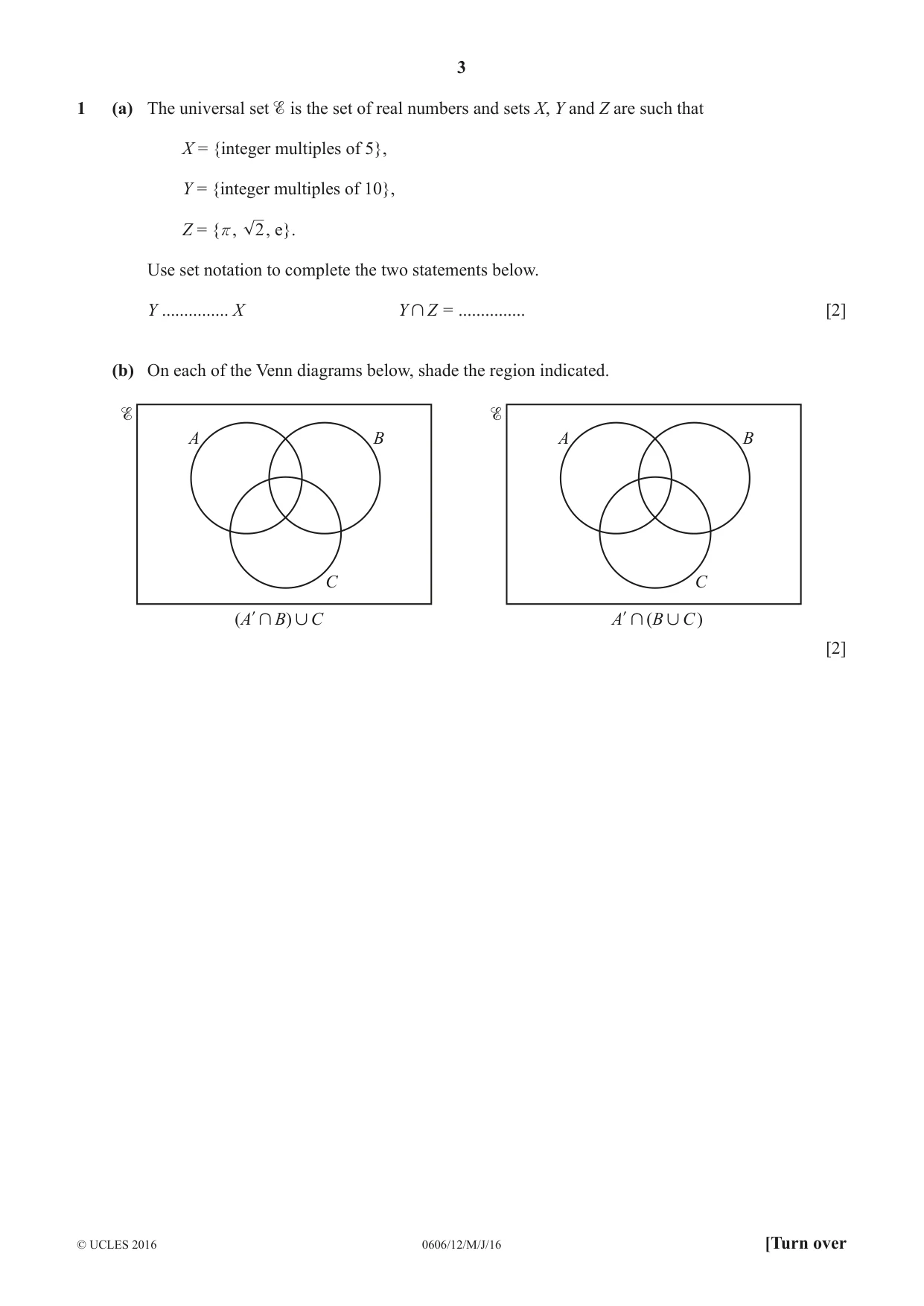 Cambridge IGCSE Mathematics - Additional 0606 2016 May/June Paper 1 · Variant 2 question paper, page 3 of 16