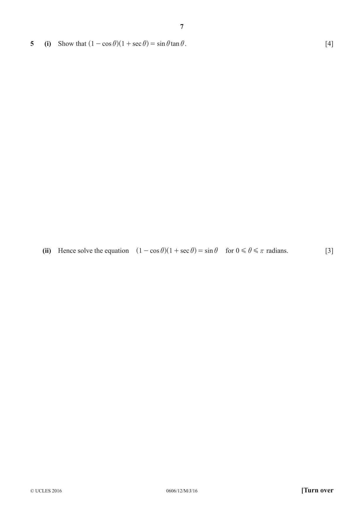 Cambridge IGCSE Mathematics - Additional 0606 2016 May/June Paper 1 · Variant 2 question paper, page 7 of 16