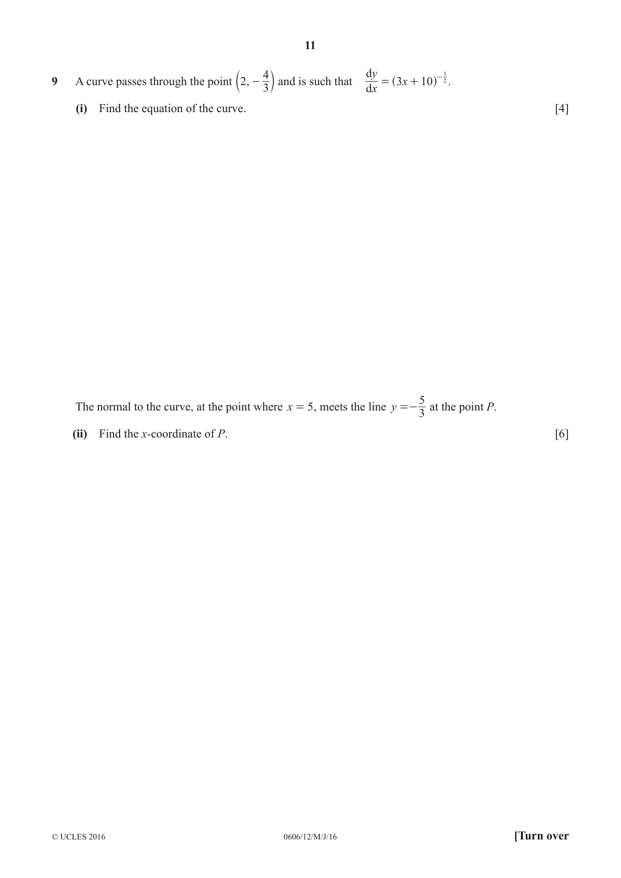Cambridge IGCSE Mathematics - Additional 0606 2016 May/June Paper 1 · Variant 2 question paper, page 11 of 16