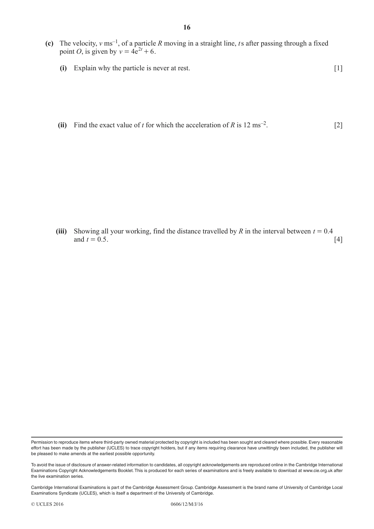 Cambridge IGCSE Mathematics - Additional 0606 2016 May/June Paper 1 · Variant 2 question paper, page 16 of 16