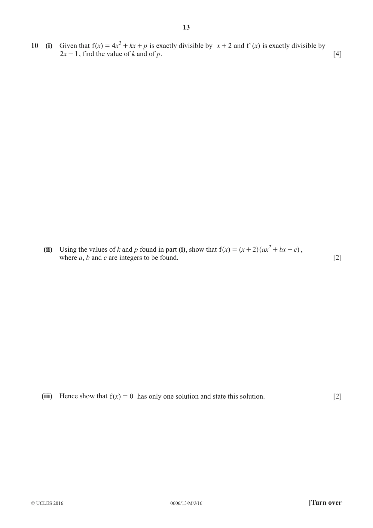 Cambridge IGCSE Mathematics - Additional 0606 2016 May/June Paper 1 · Variant 3 question paper, page 13 of 16