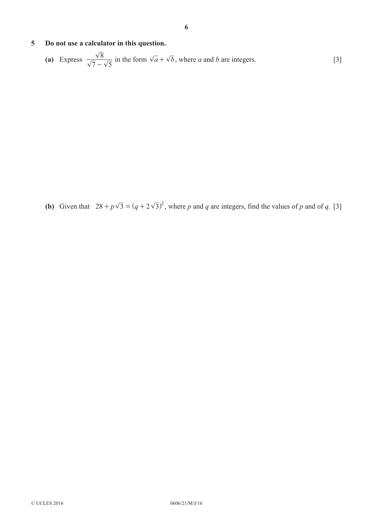 Cambridge IGCSE Mathematics - Additional 0606 2016 May/June Paper 2 · Variant 1 question paper, page 6 of 16