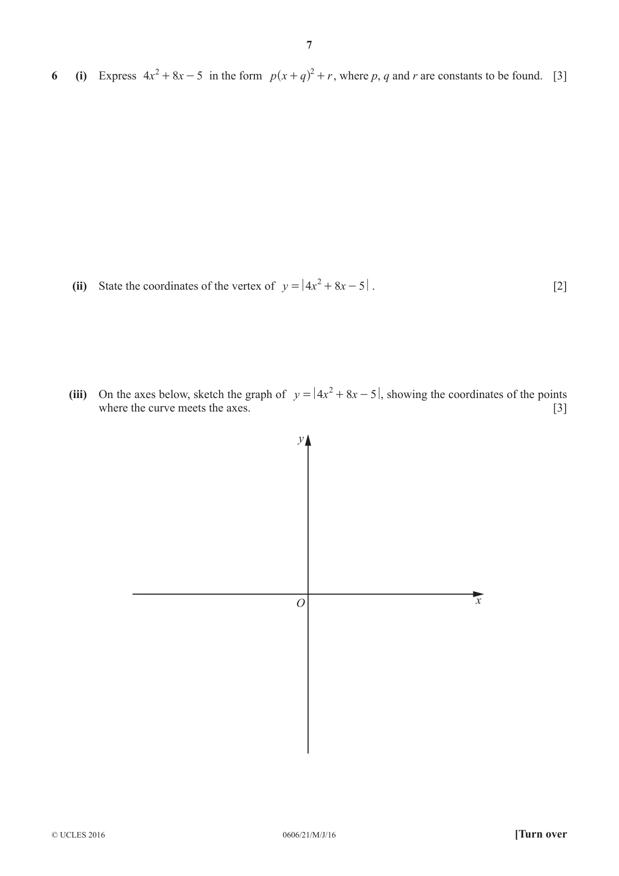 Cambridge IGCSE Mathematics - Additional 0606 2016 May/June Paper 2 · Variant 1 question paper, page 7 of 16