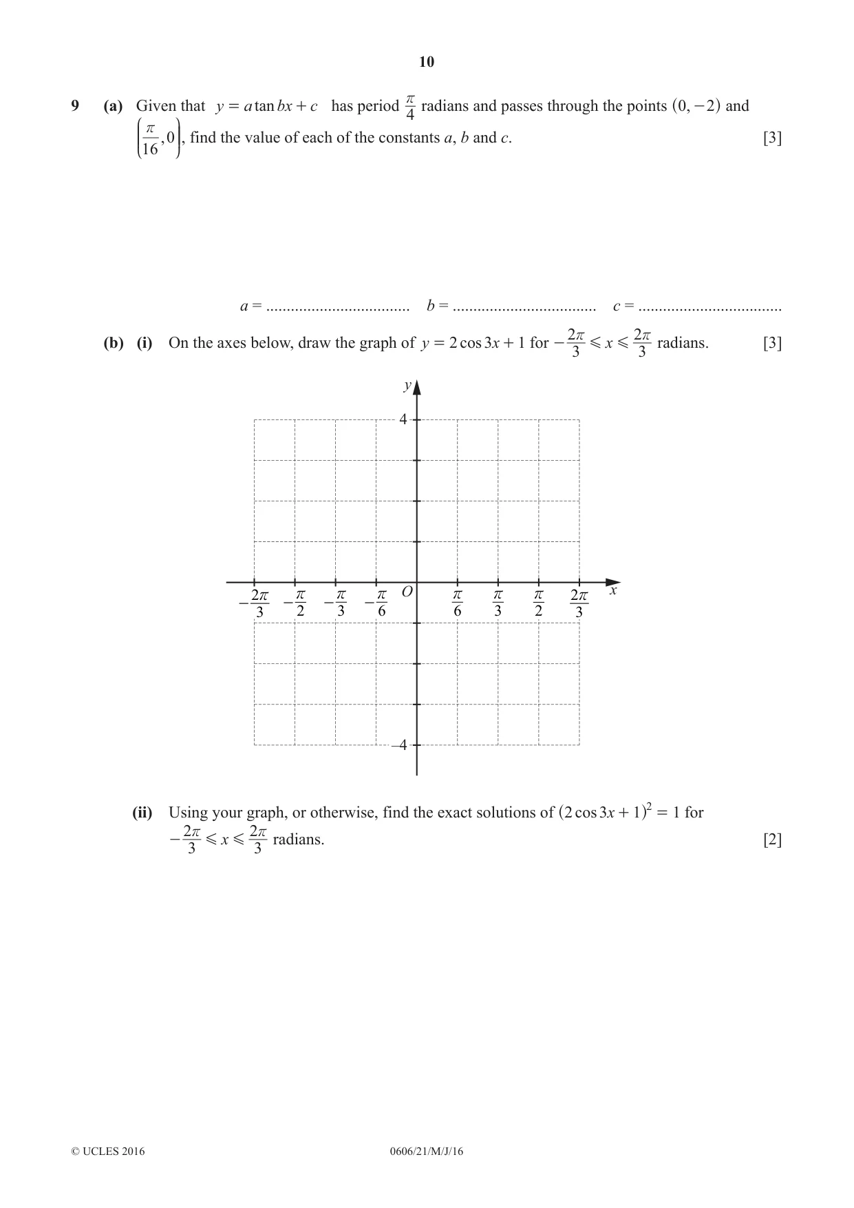 Cambridge IGCSE Mathematics - Additional 0606 2016 May/June Paper 2 · Variant 1 question paper, page 10 of 16