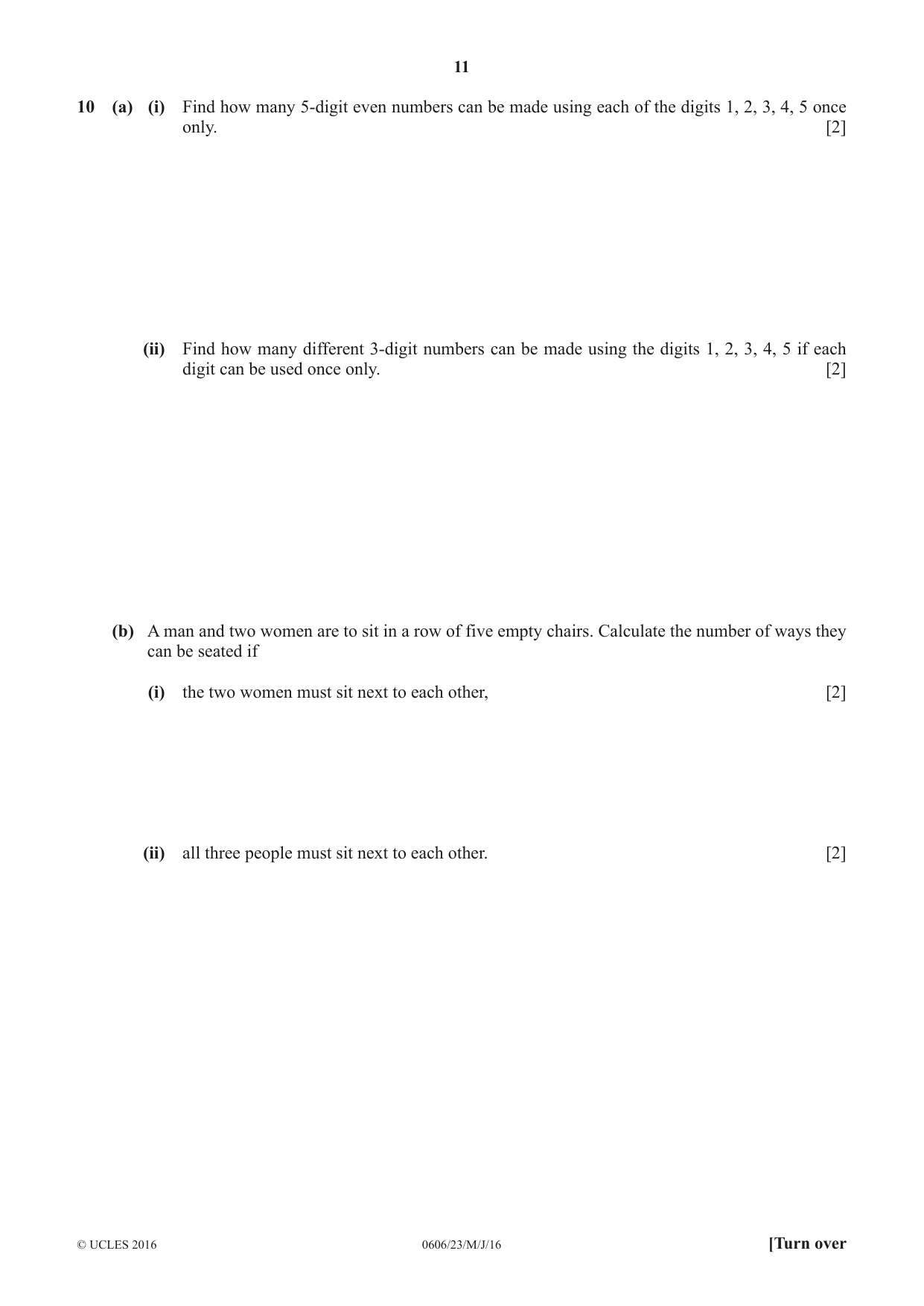 Cambridge IGCSE Mathematics - Additional 0606 2016 May/June Paper 2 · Variant 3 question paper, page 11 of 16