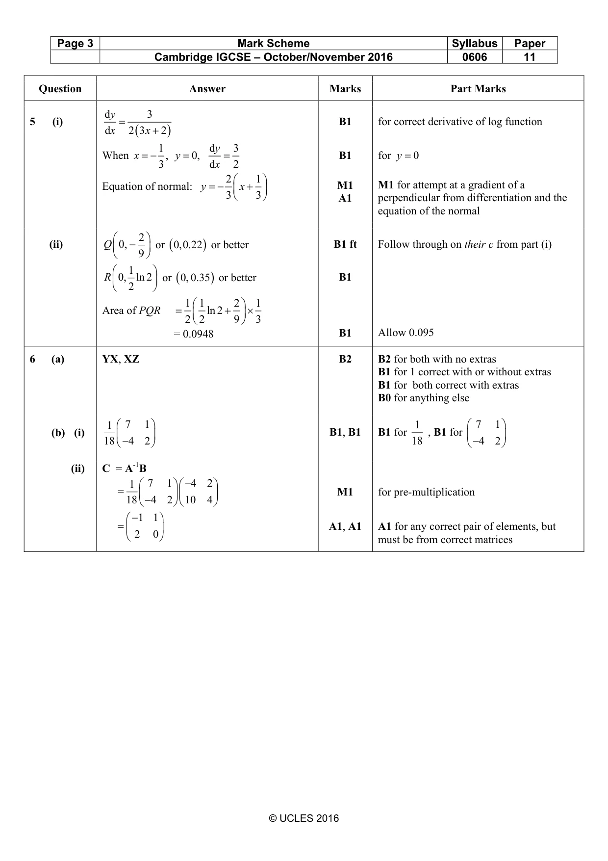 Mark scheme, page 3 of 6