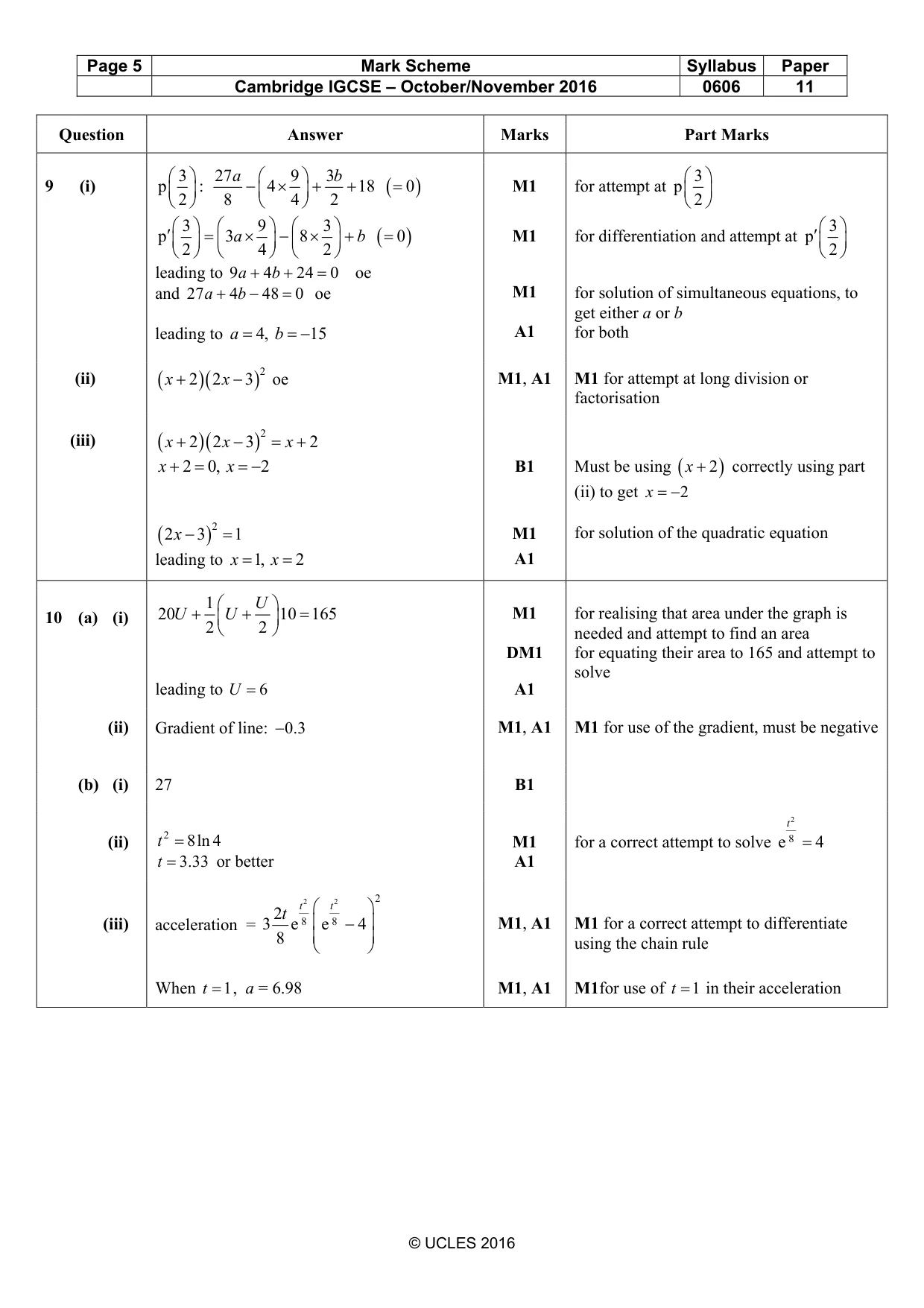 Mark scheme, page 5 of 6