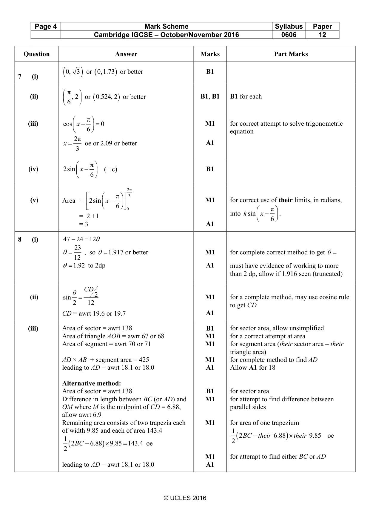 Mark scheme, page 4 of 6