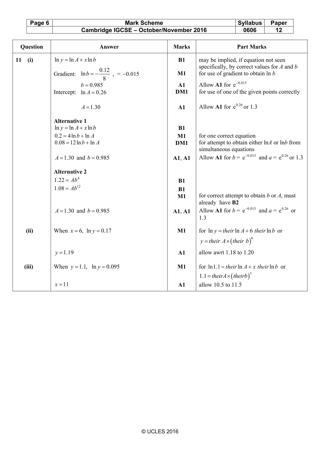 Mark scheme, page 6 of 6