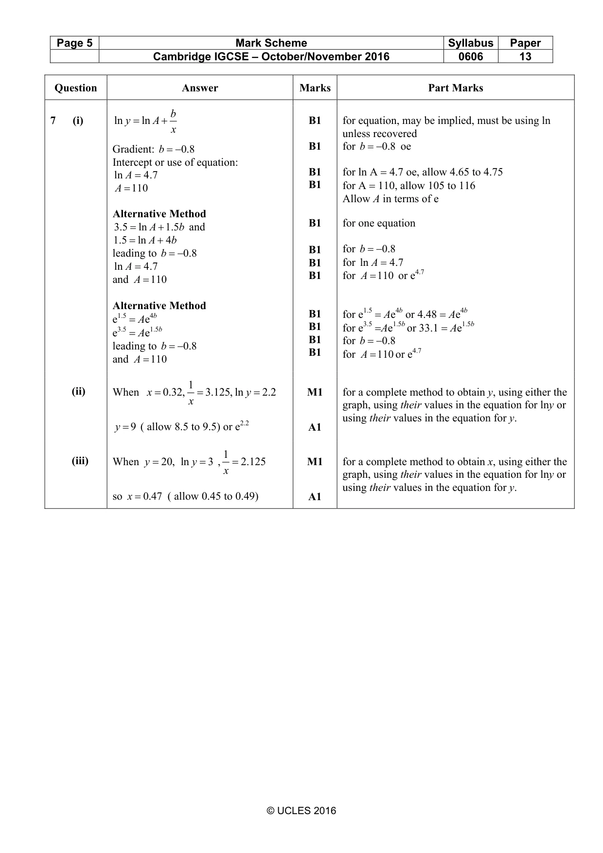 Mark scheme, page 5 of 8