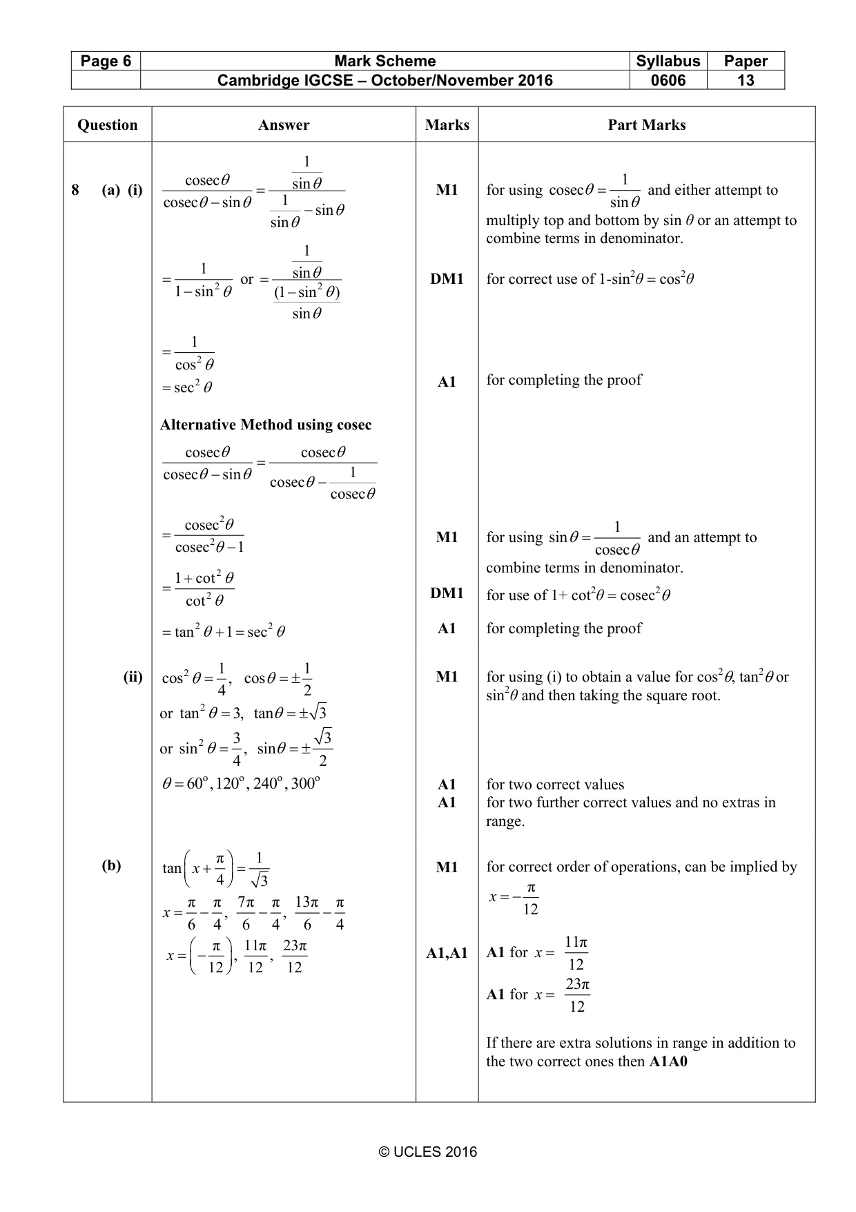 Mark scheme, page 6 of 8