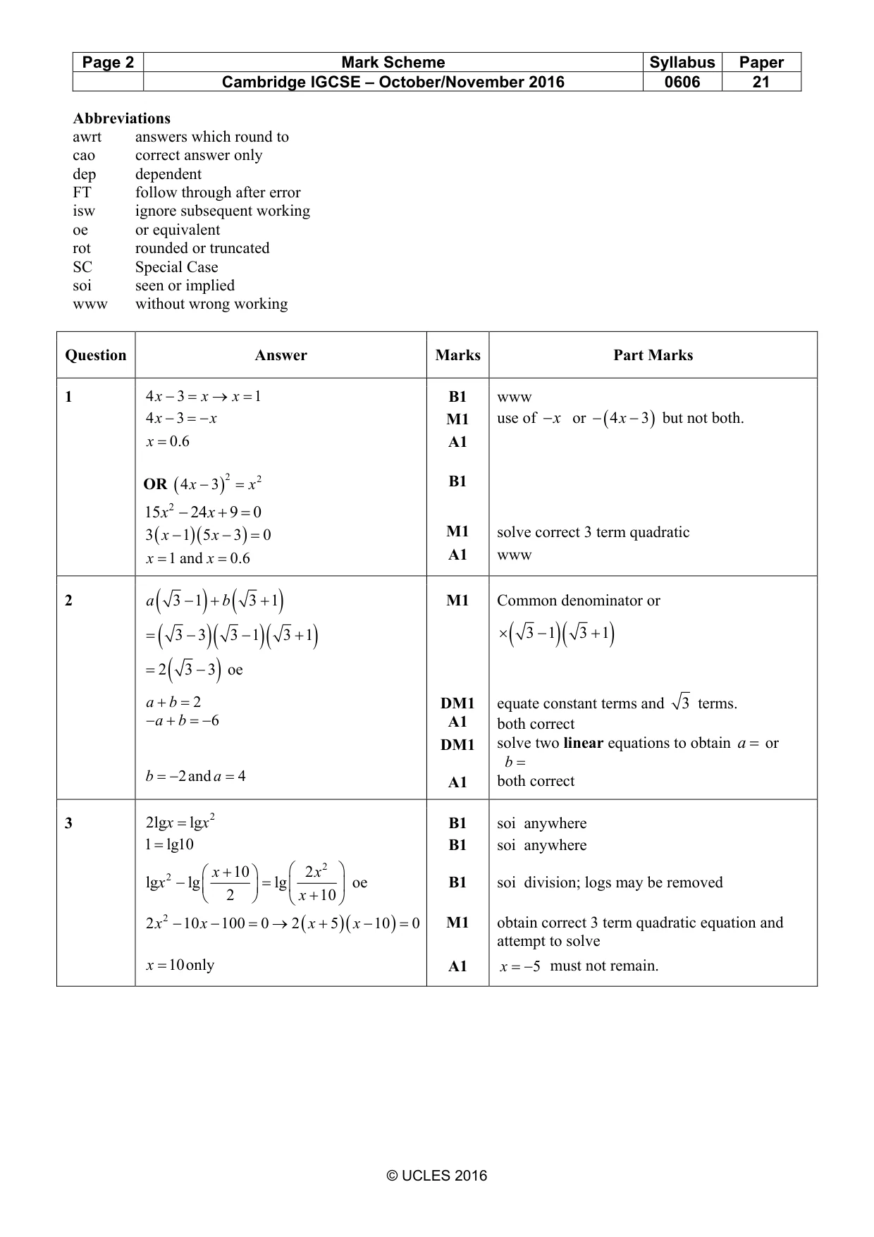 Mark scheme, page 2 of 6