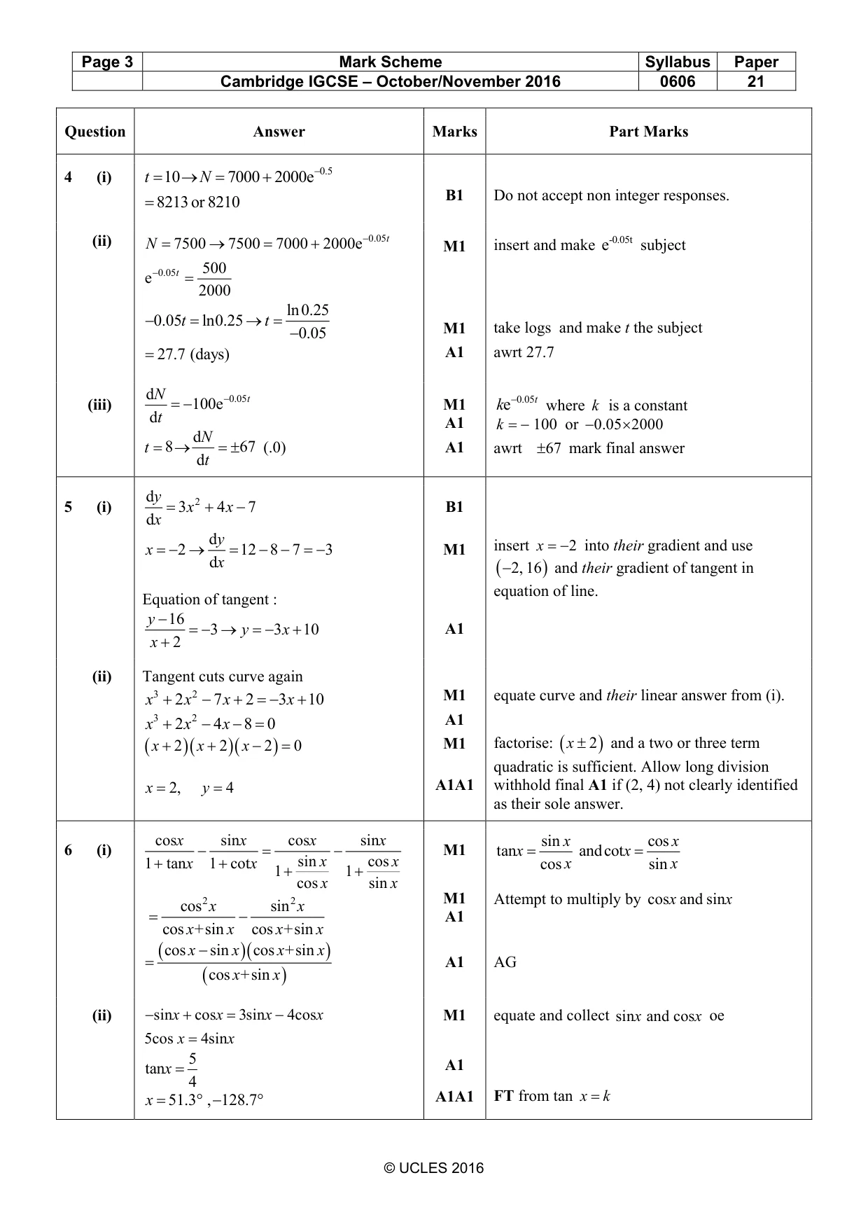 Mark scheme, page 3 of 6
